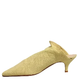 Yellow Suede Heel Mule Shoes