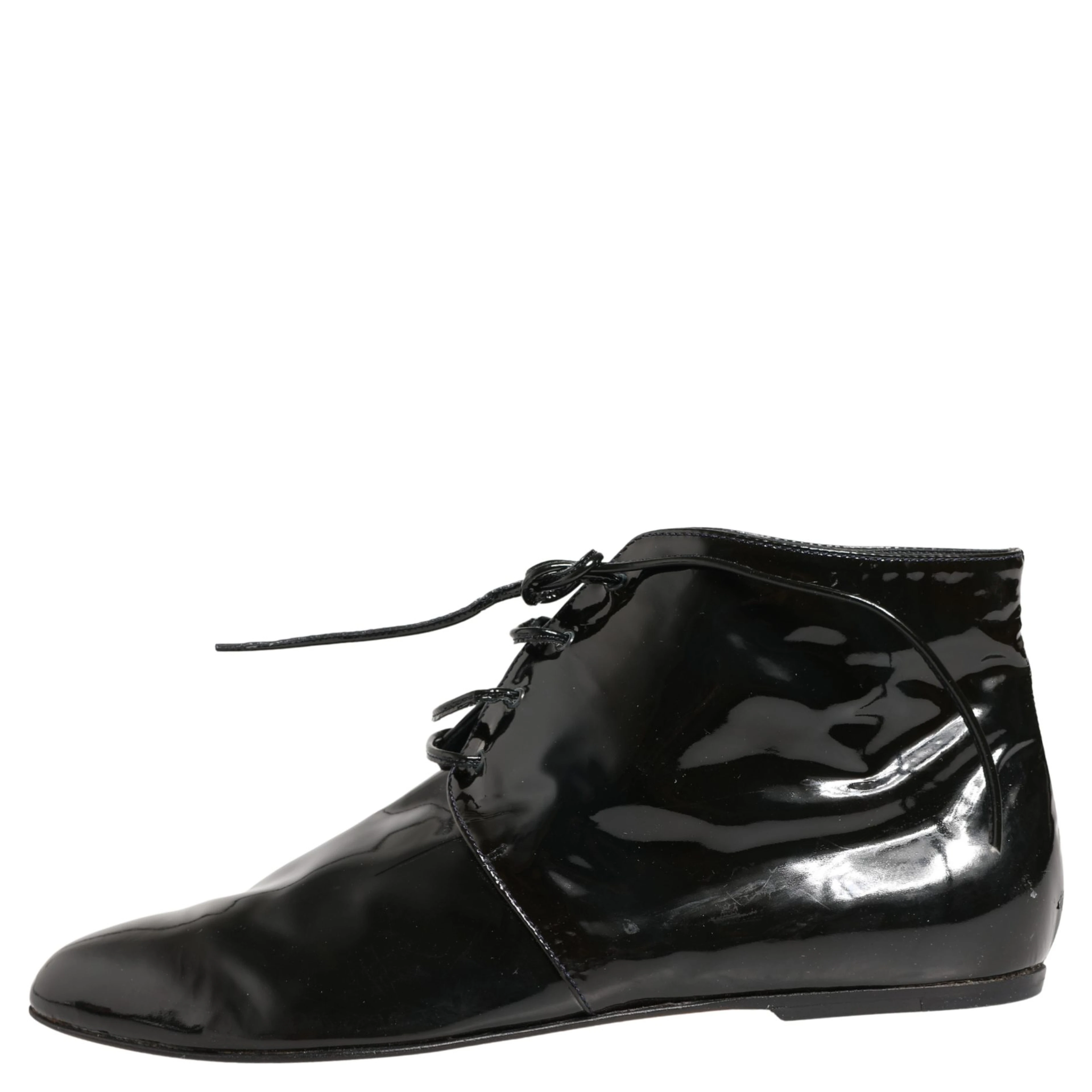 Black Leather AnkleBoots Shoes