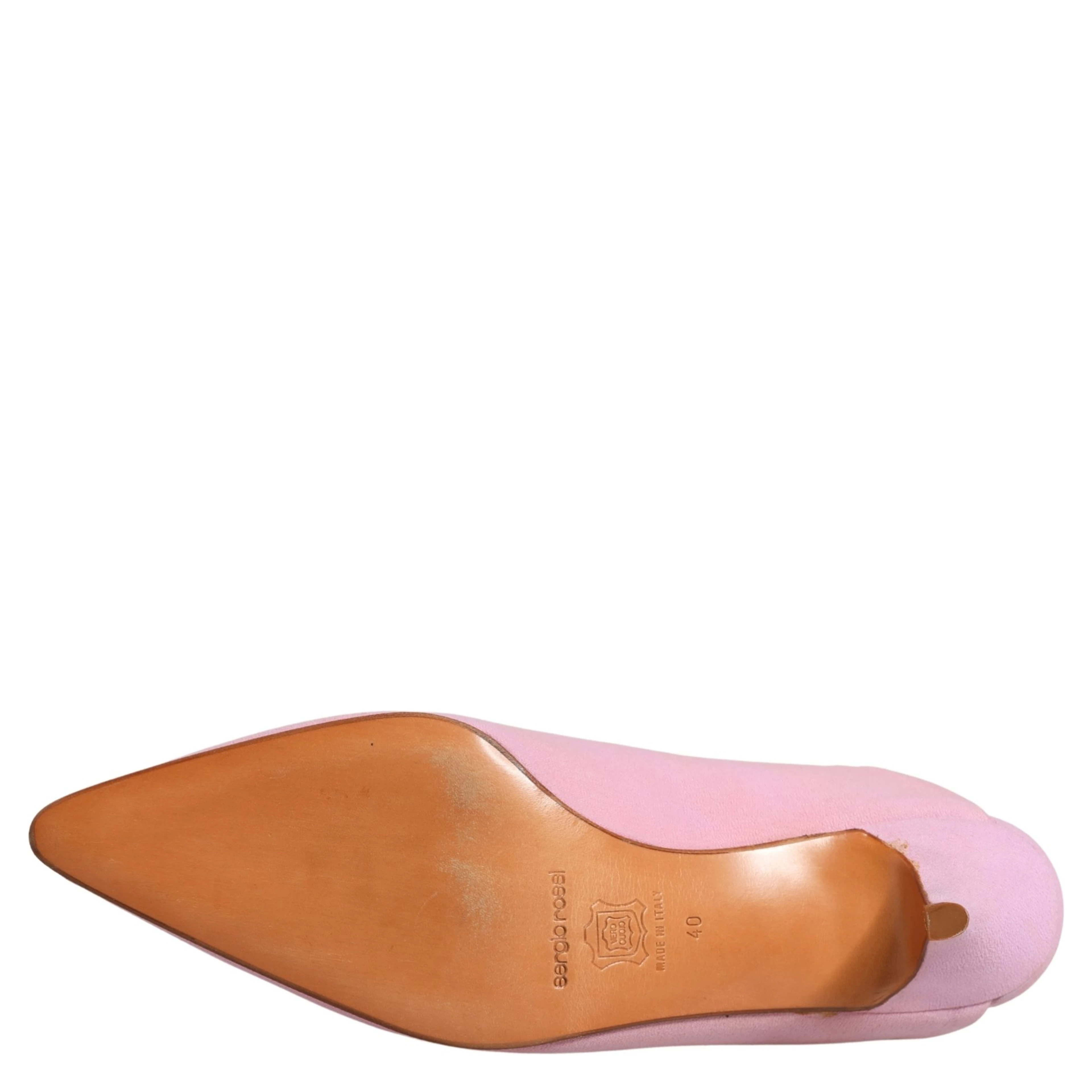 Pink Suede Heel Mule Shoes