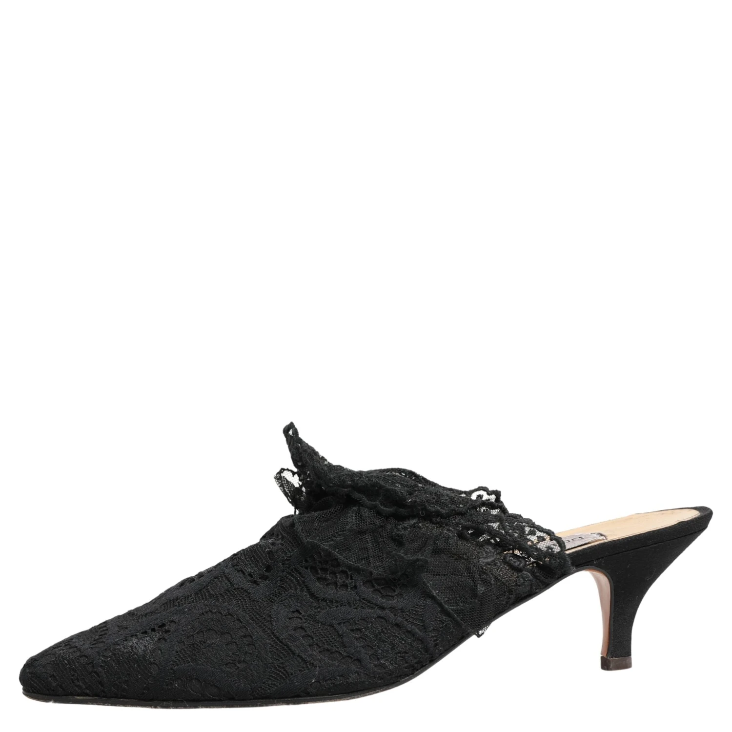 Black Lace Heels Sandals Shoes