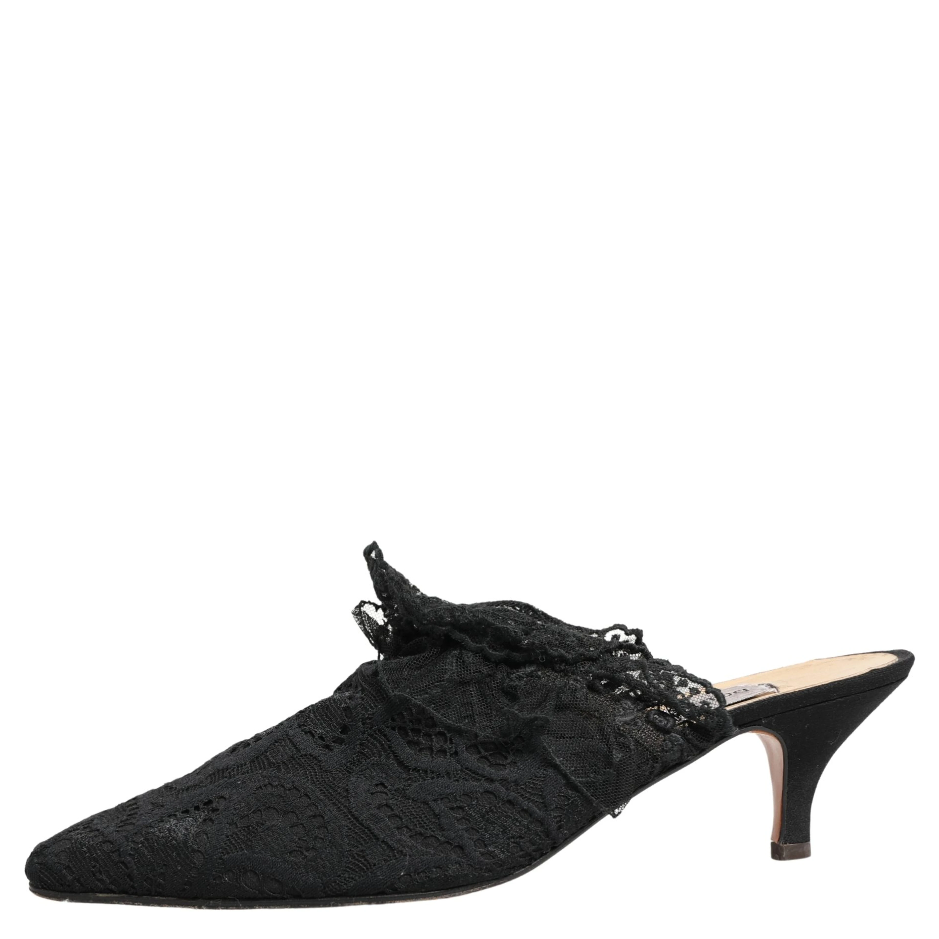 Black Lace Heels Sandals Shoes