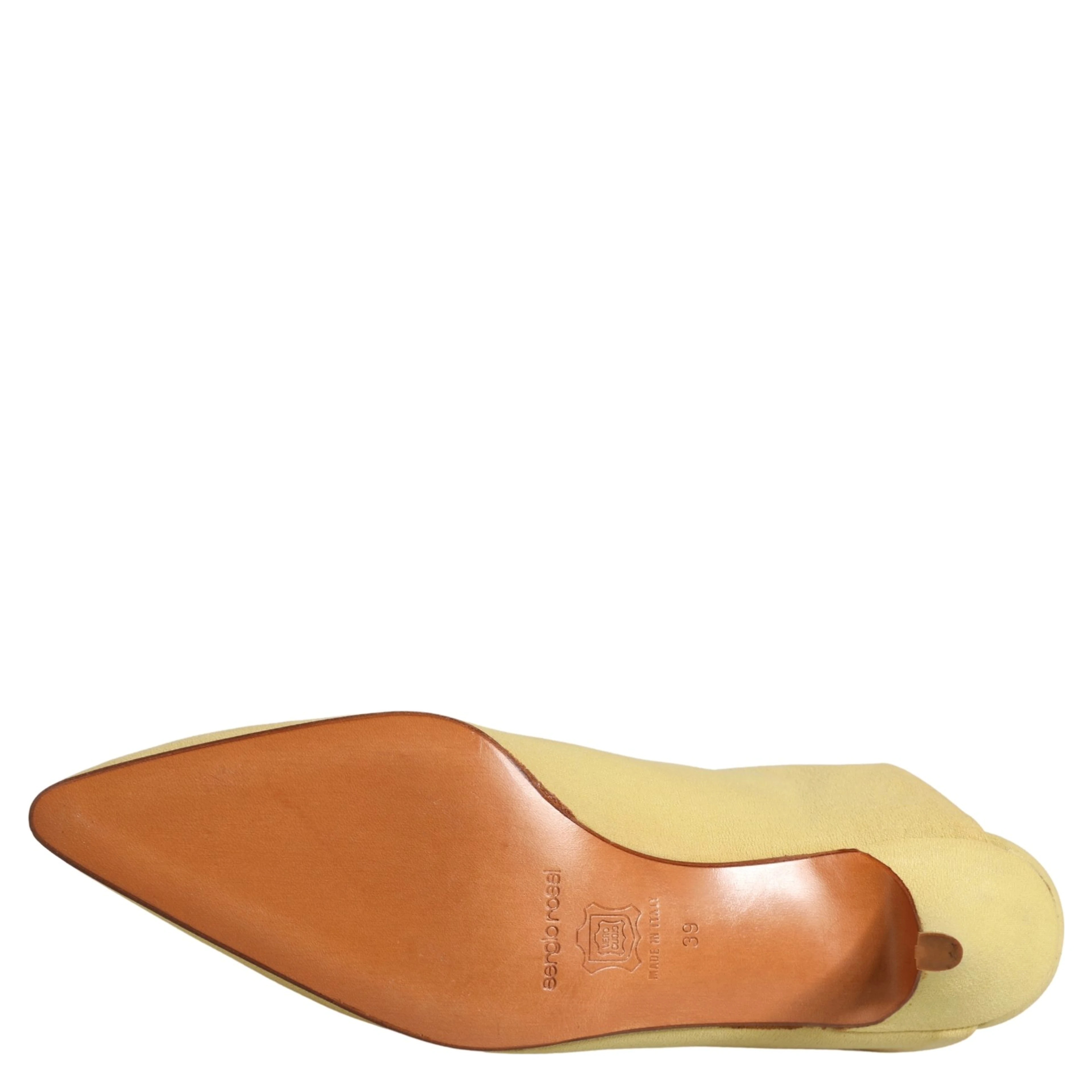 Yellow Suede Heel Mule Shoes