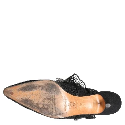Black Lace Heels Sandals Shoes