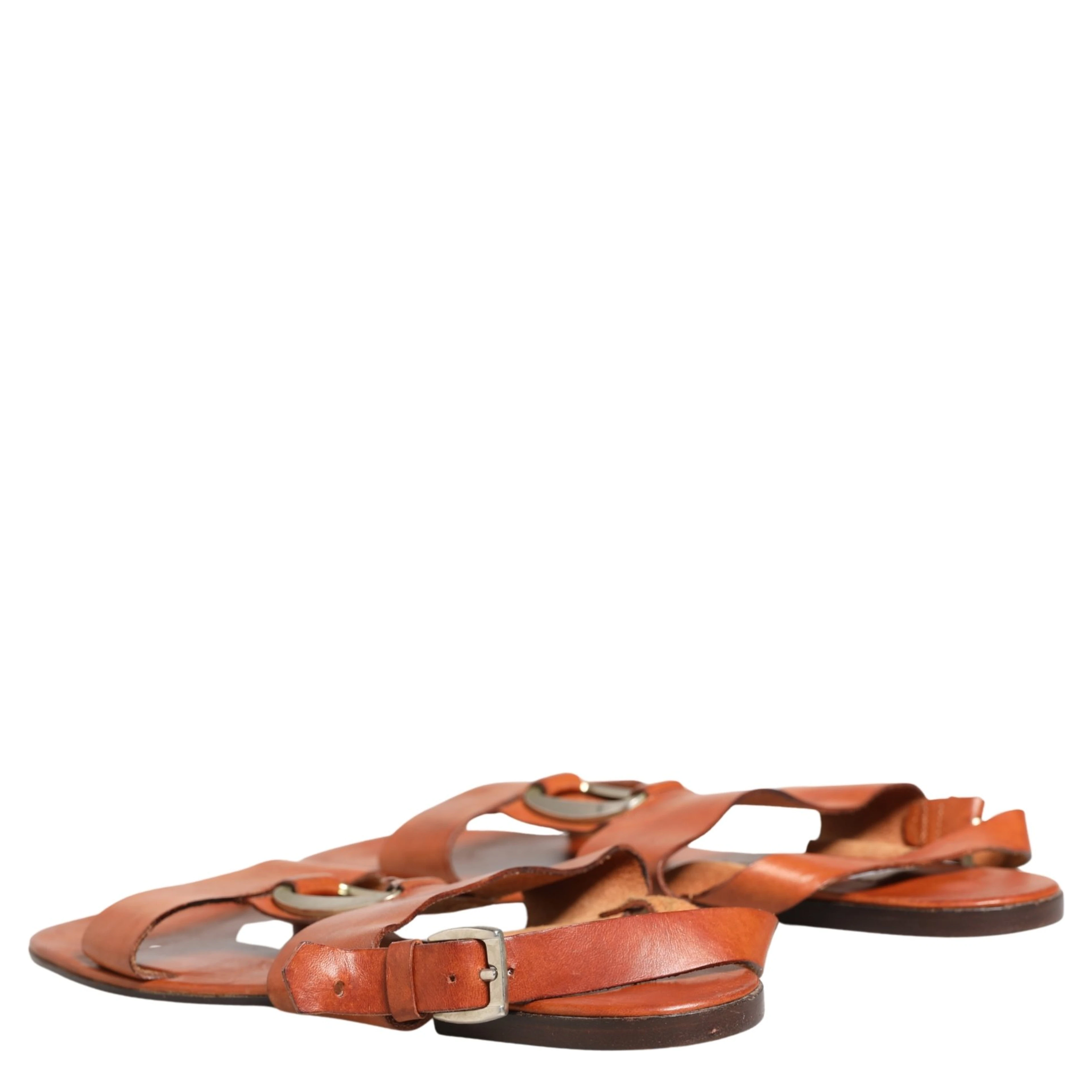 Brown Leather Flat Sandals Shoes