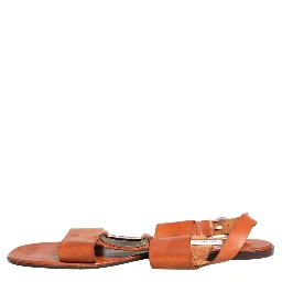 Brown Leather Flat Sandals Shoes