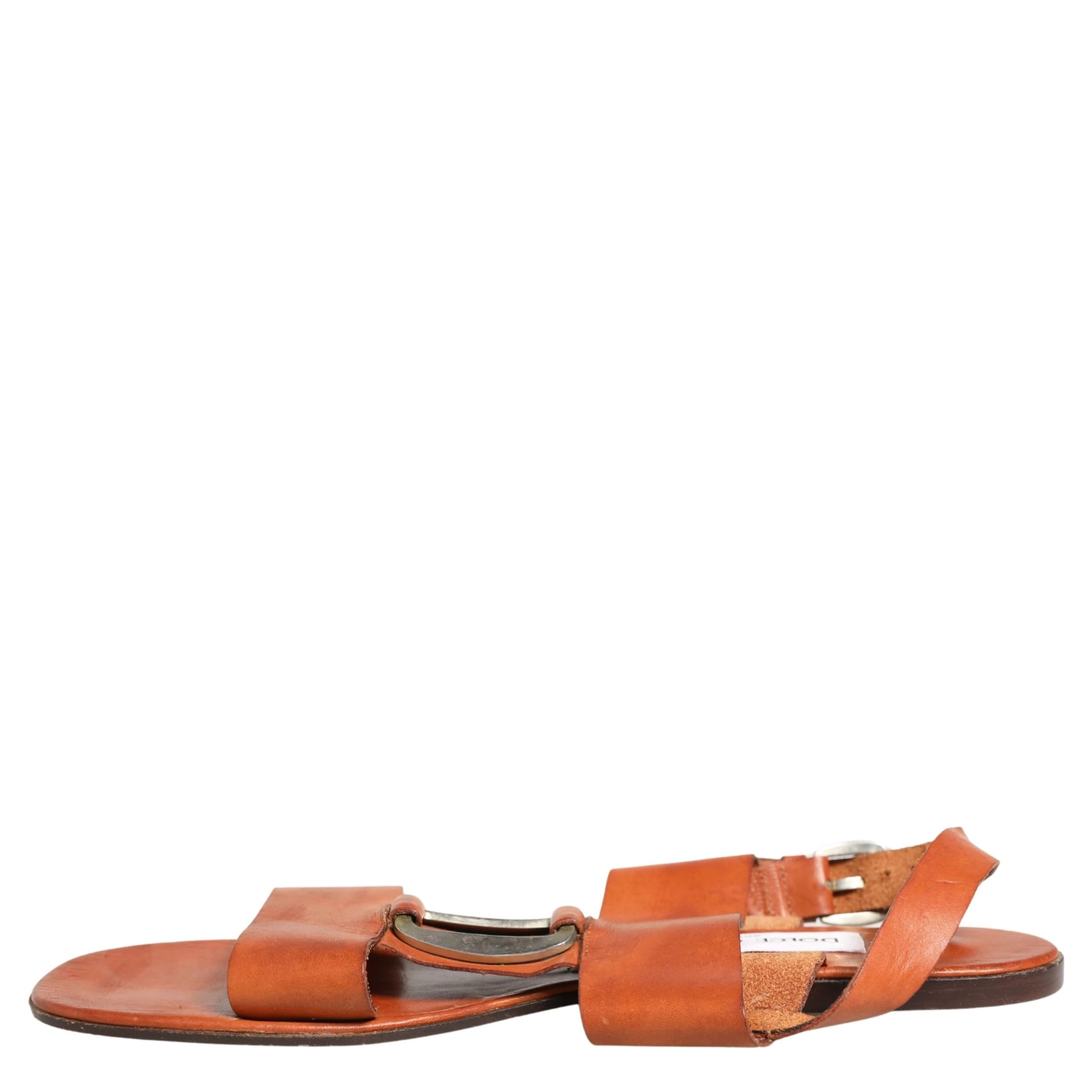 Brown Leather Flat Sandals Shoes