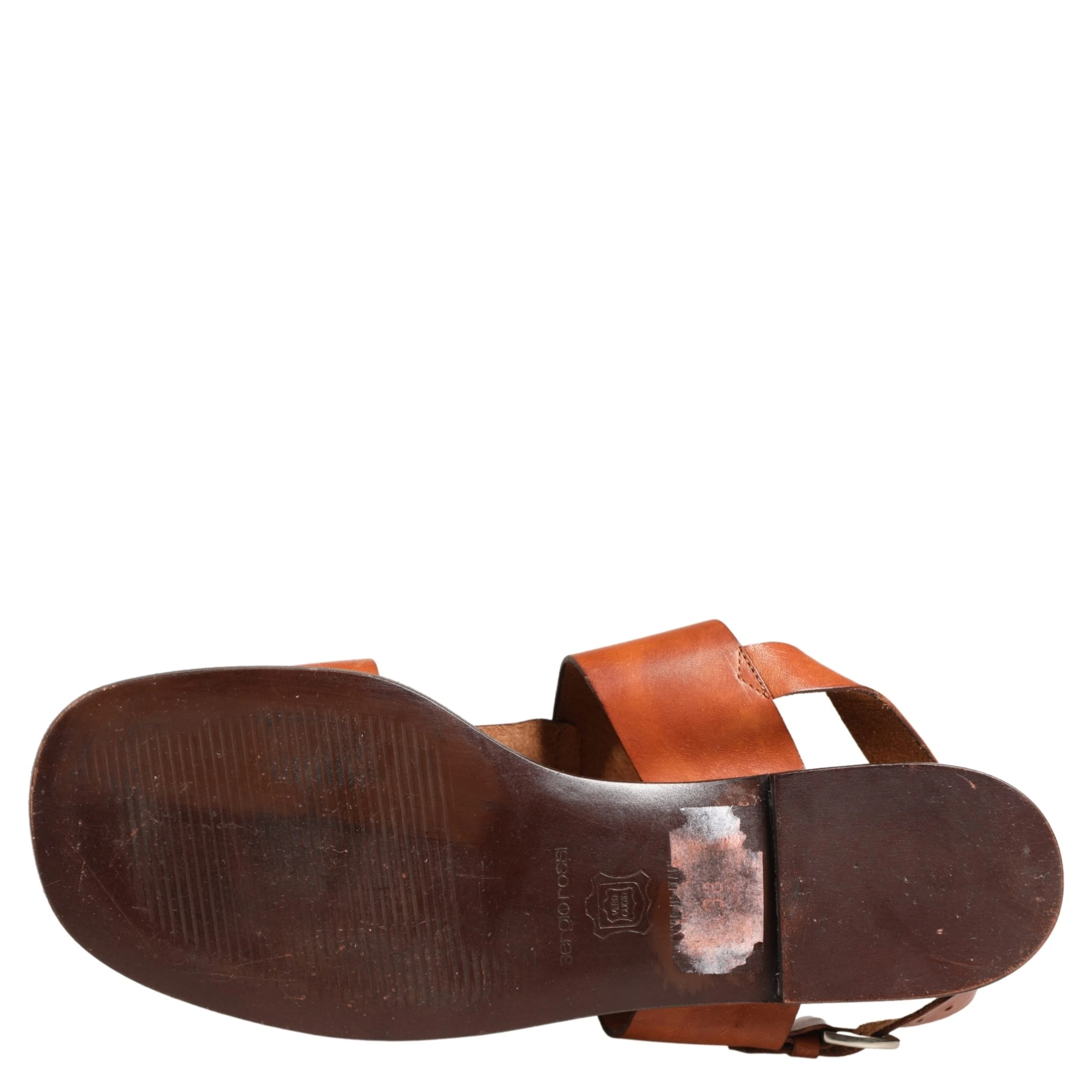 Brown Leather Flat Sandals Shoes