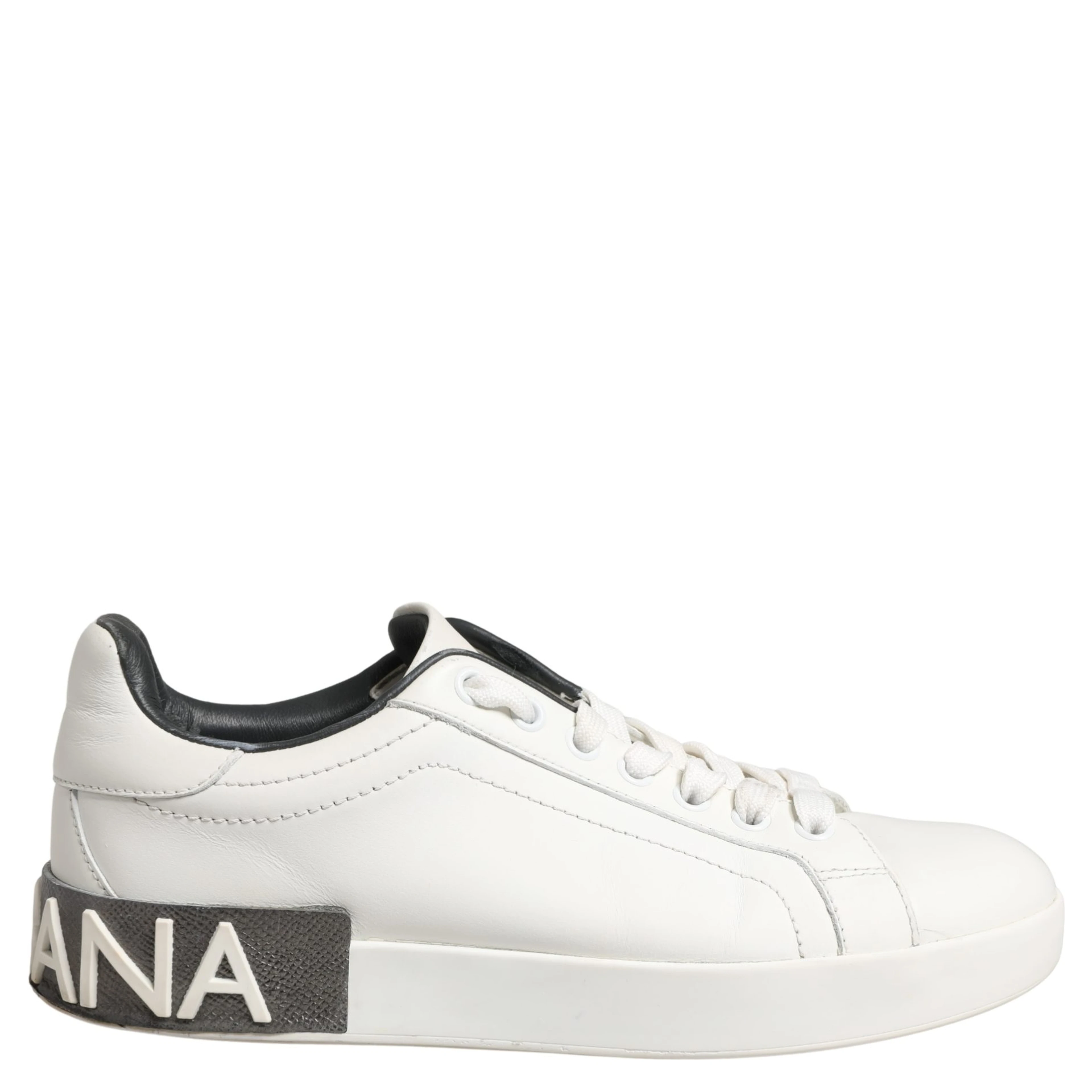 White Black Portofino Leather Sneakers Shoes