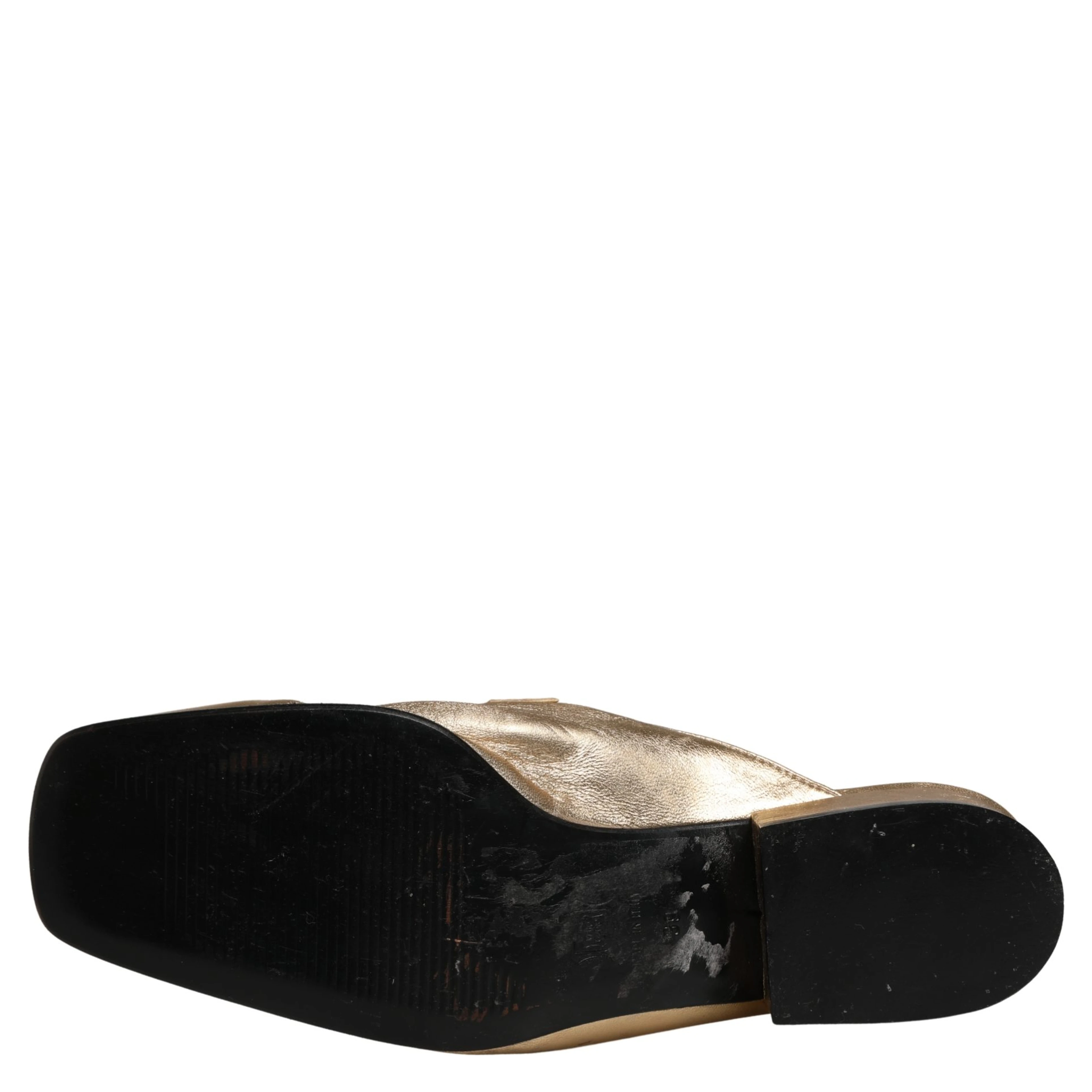 Gold Leather Flats Slides Mule Loafers Shoes