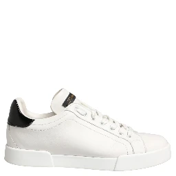 White Black Portofino Leather Sneakers Shoes