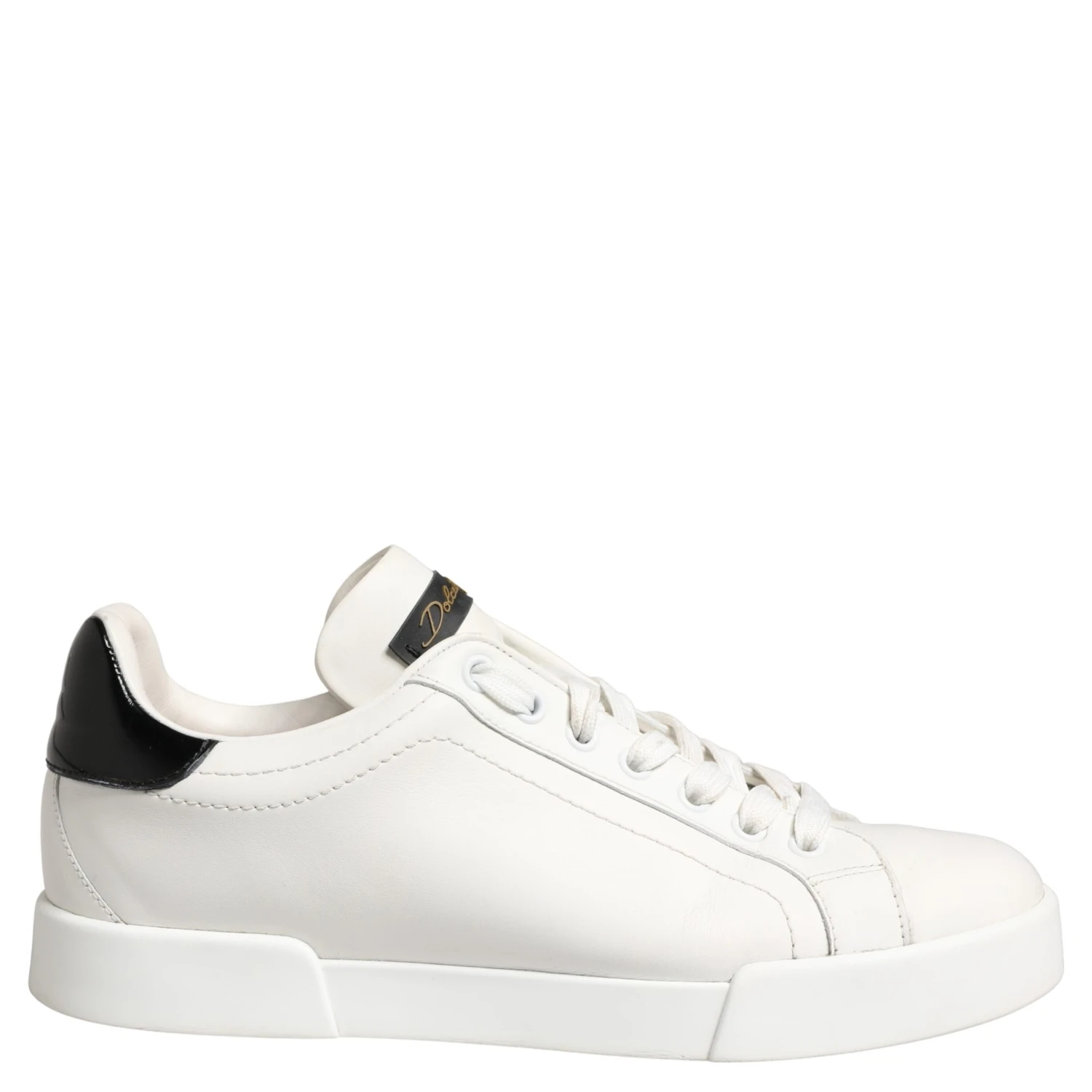 White Black Portofino Leather Sneakers Shoes