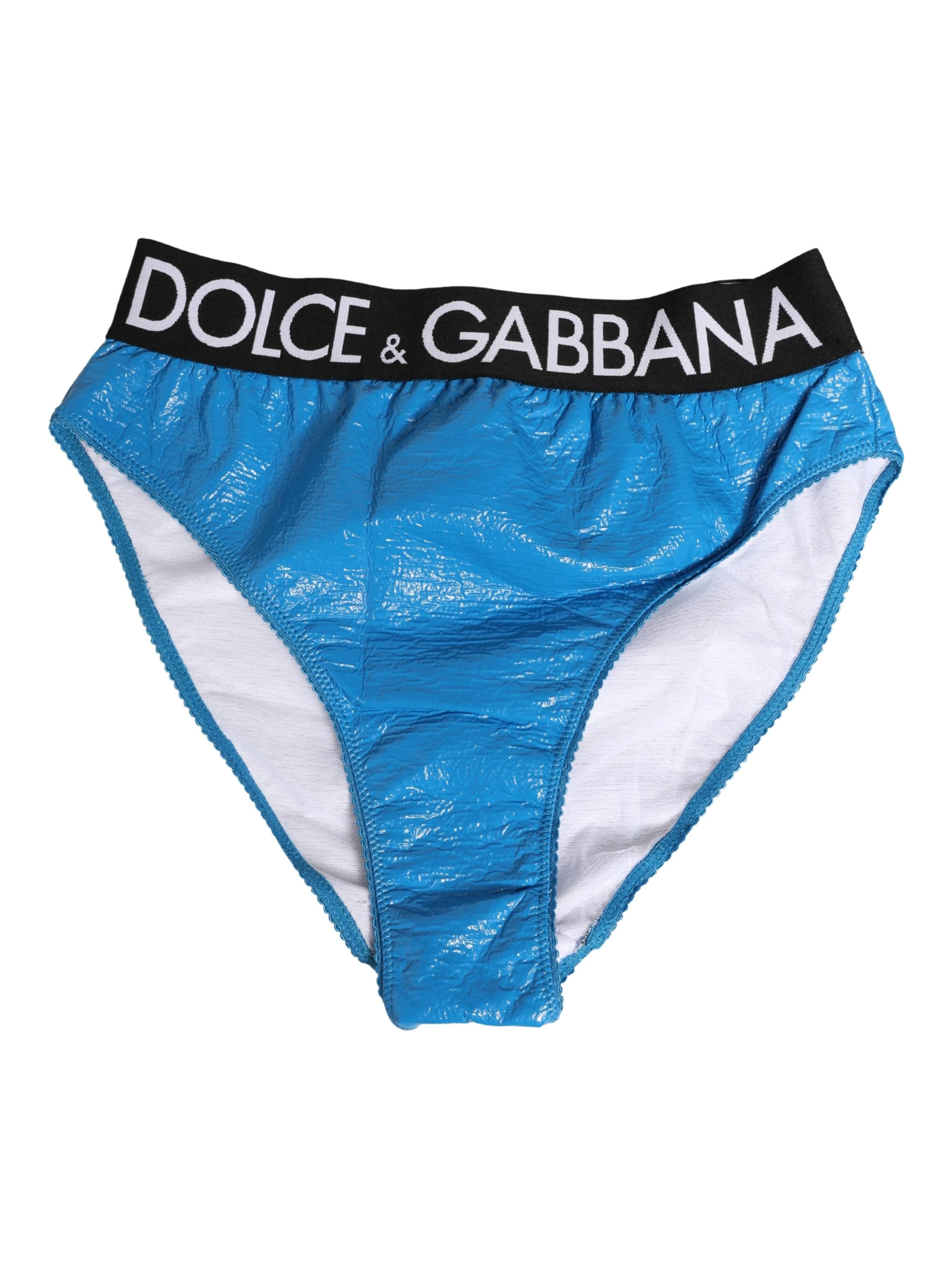 Blue Logo Waistband High Waist Brief Underwear