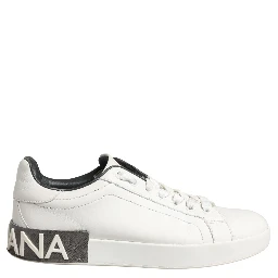 White Black Portofino Leather Sneakers Shoes