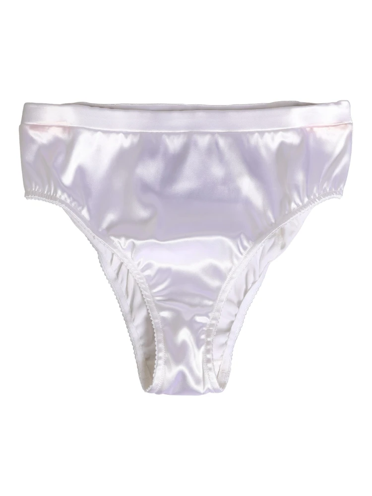 White Silk Satin Lingerie Panty Brief Underwear alternative