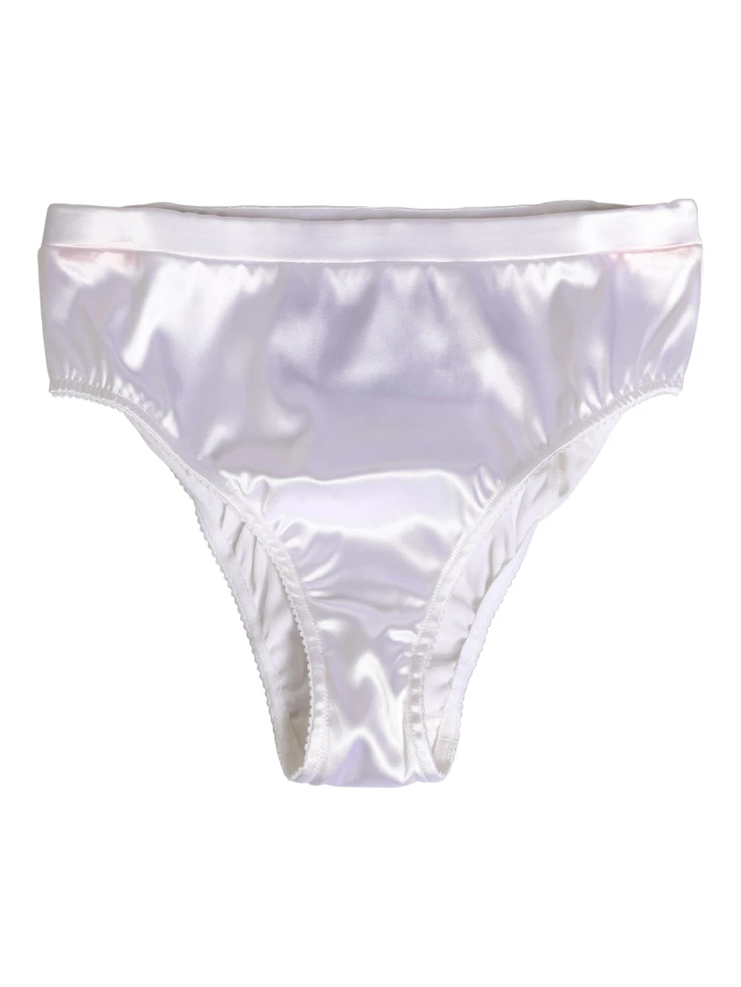 White Silk Satin Lingerie Panty Brief Underwear