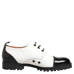 Black White Leather Derby Shoes