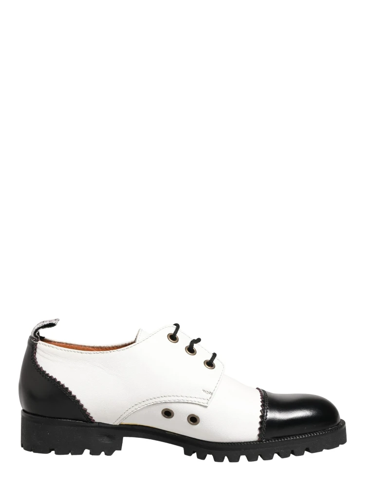 Black White Leather Derby Shoes