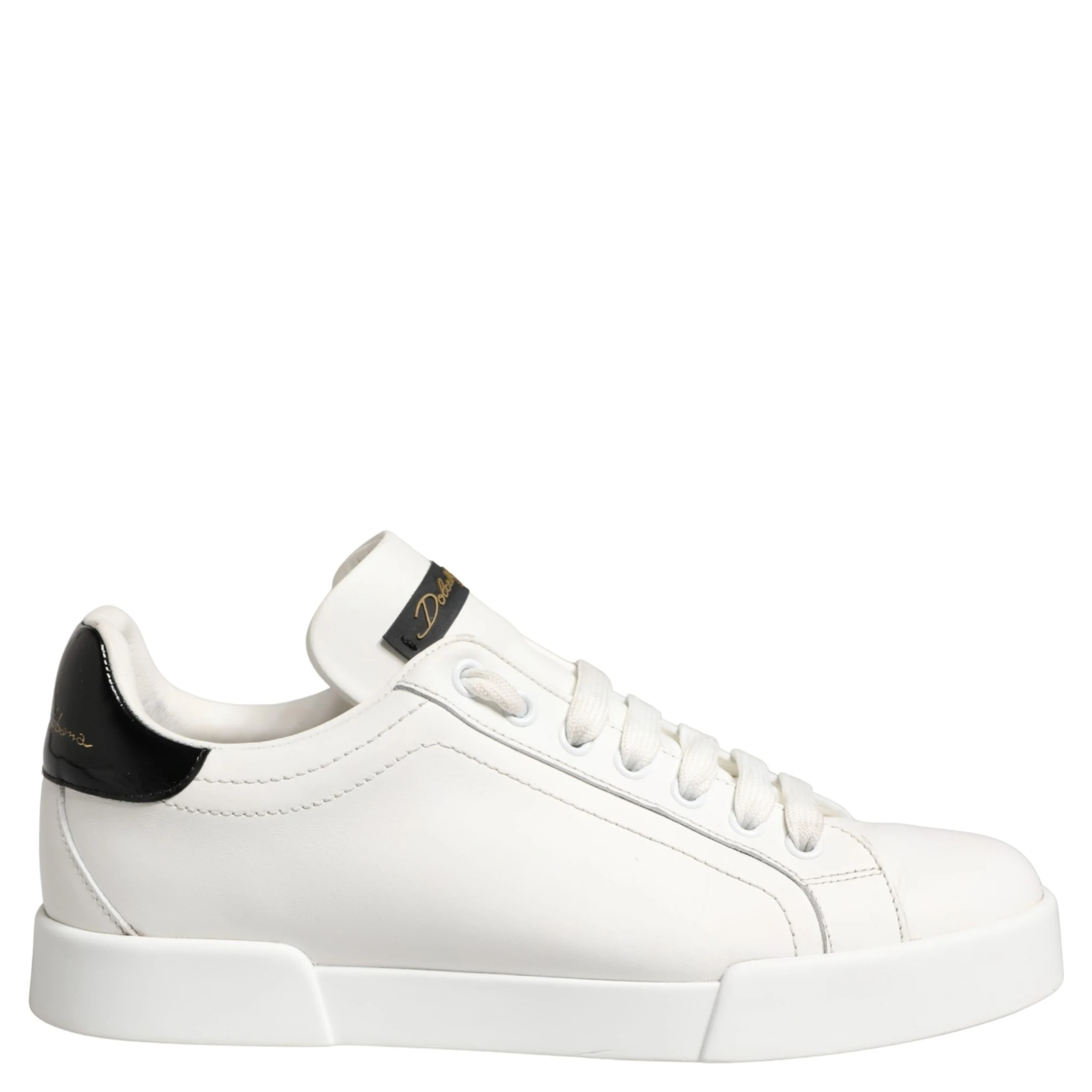 White Black Portofino Leather Sneakers Shoes