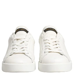 White Black Portofino Leather Sneakers Shoes