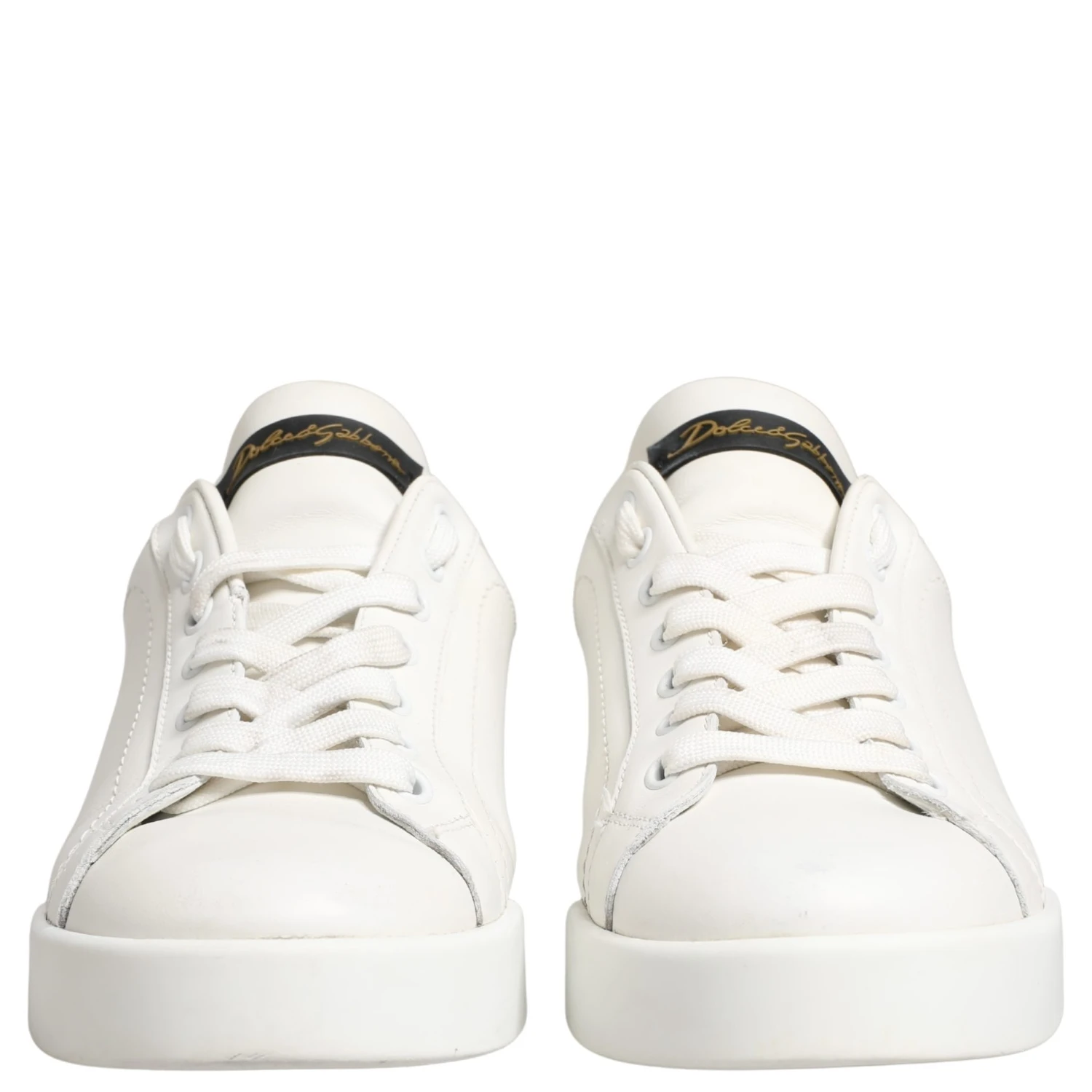 White Black Portofino Leather Sneakers Shoes