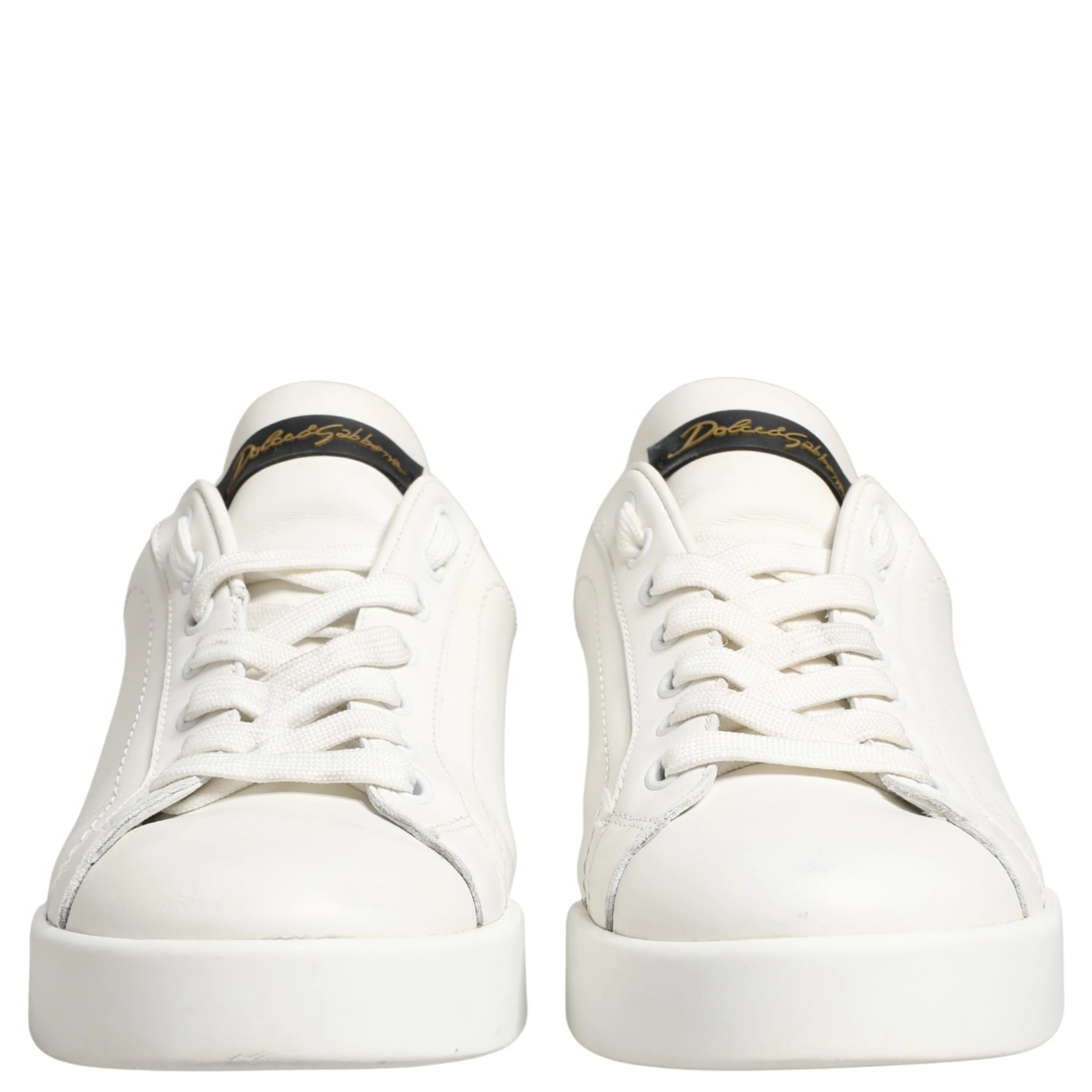 White Black Portofino Leather Sneakers Shoes
