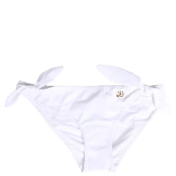 White Nylon DG Logo Plaque Bikini Bottom Swimwear