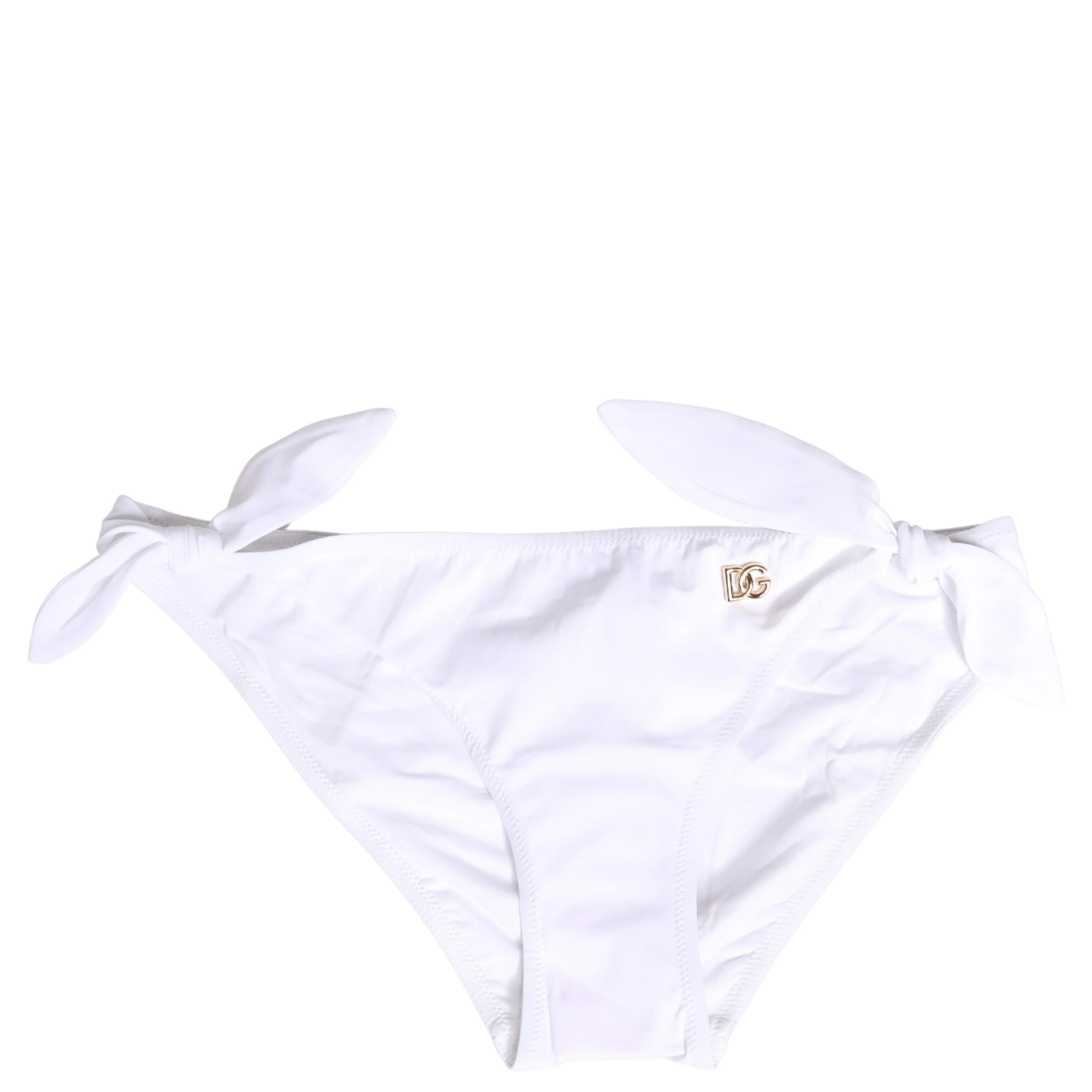 White Nylon DG Logo Plaque Bikini Bottom Swimwear