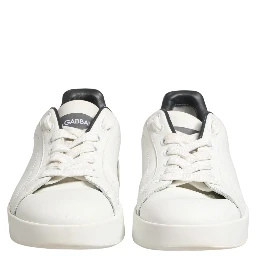 White Black Portofino Leather Sneakers Shoes