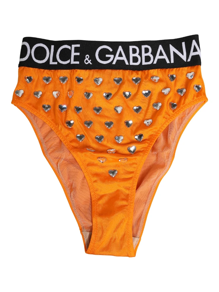 Orange Crystal High Waist Brief Panty Underwear