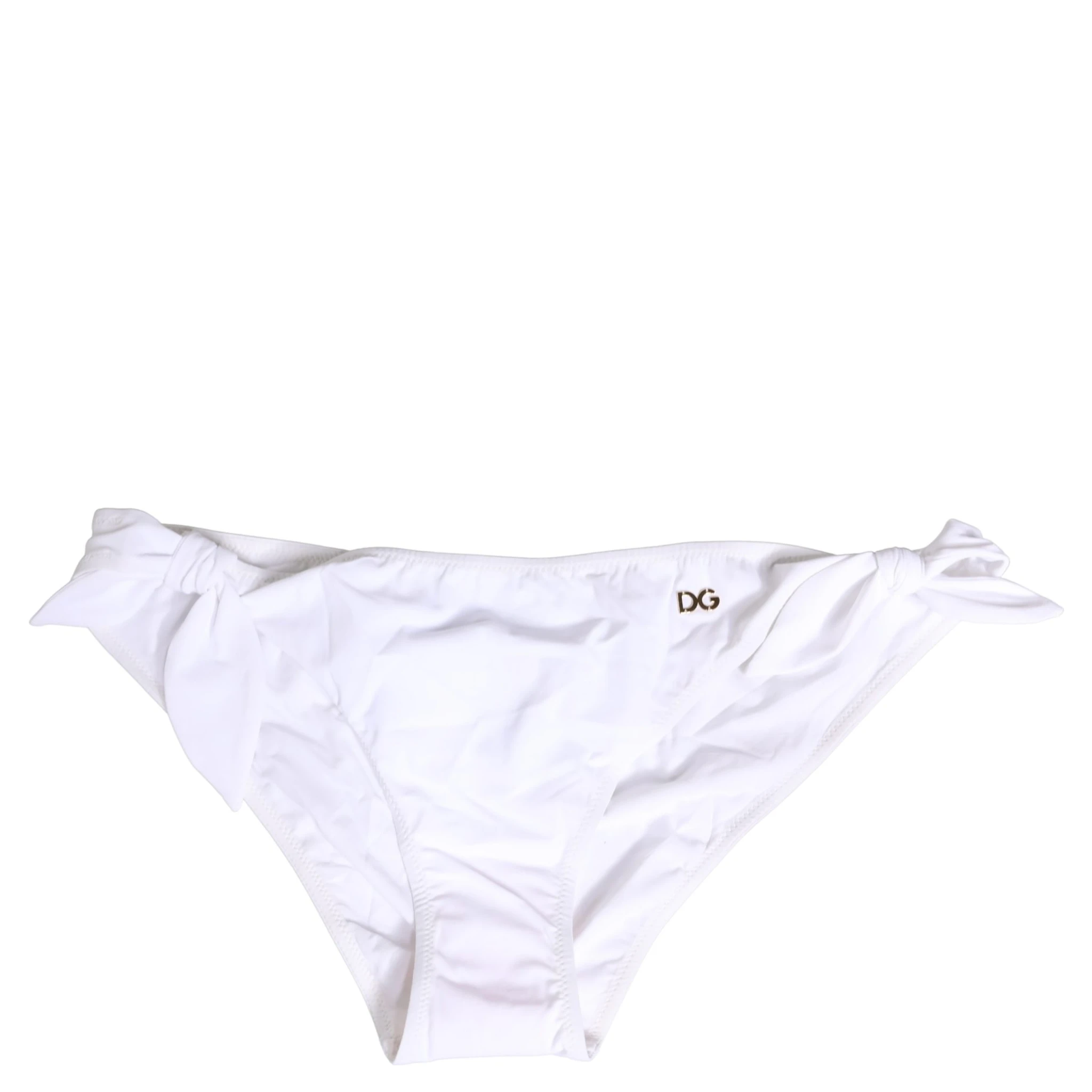 White Nylon DG Logo Plaque Bikini Bottom Swimwear