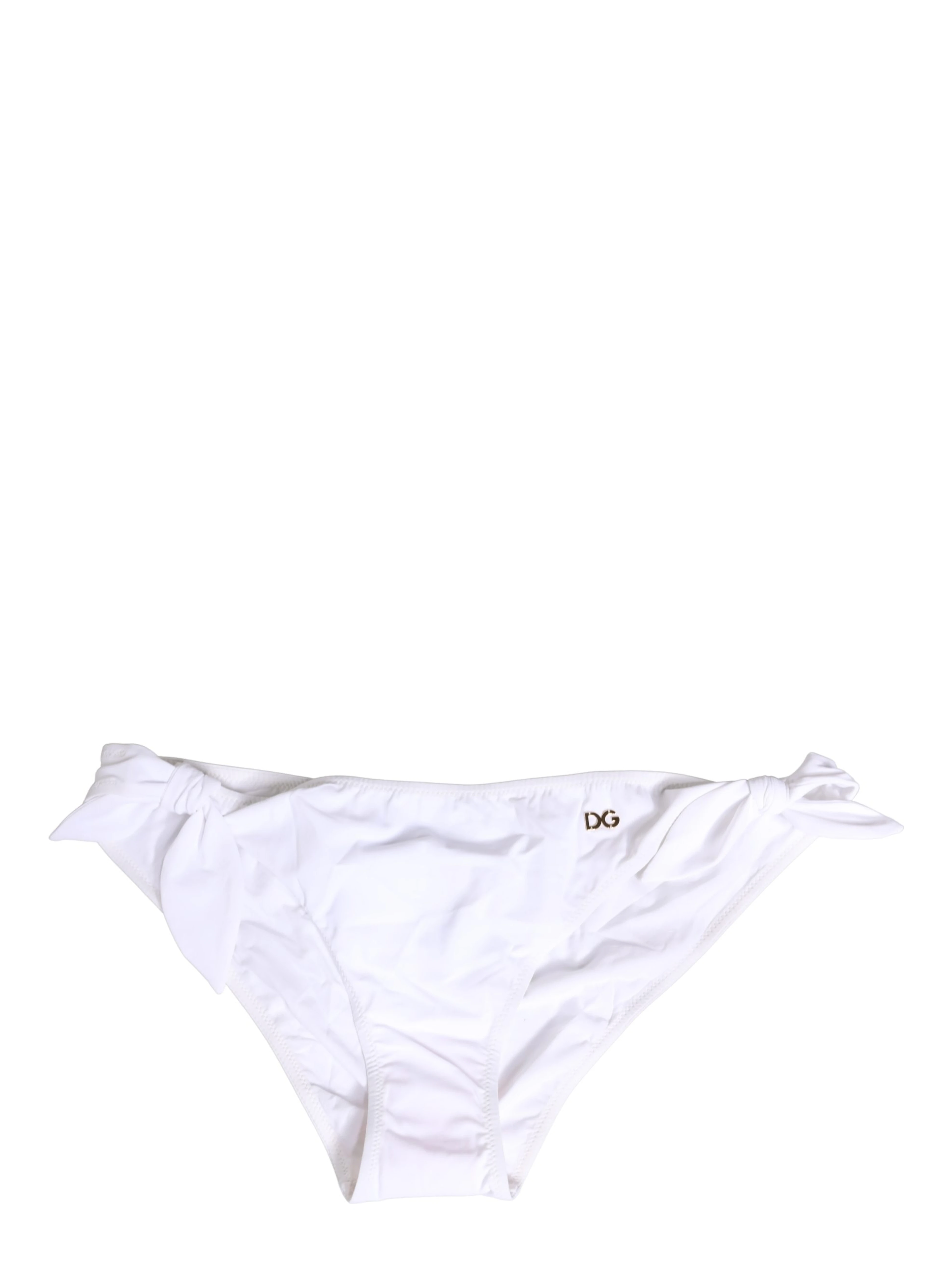 White Nylon DG Logo Plaque Bikini Bottom Swimwear