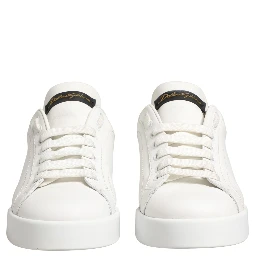 White Black Portofino Leather Sneakers Shoes