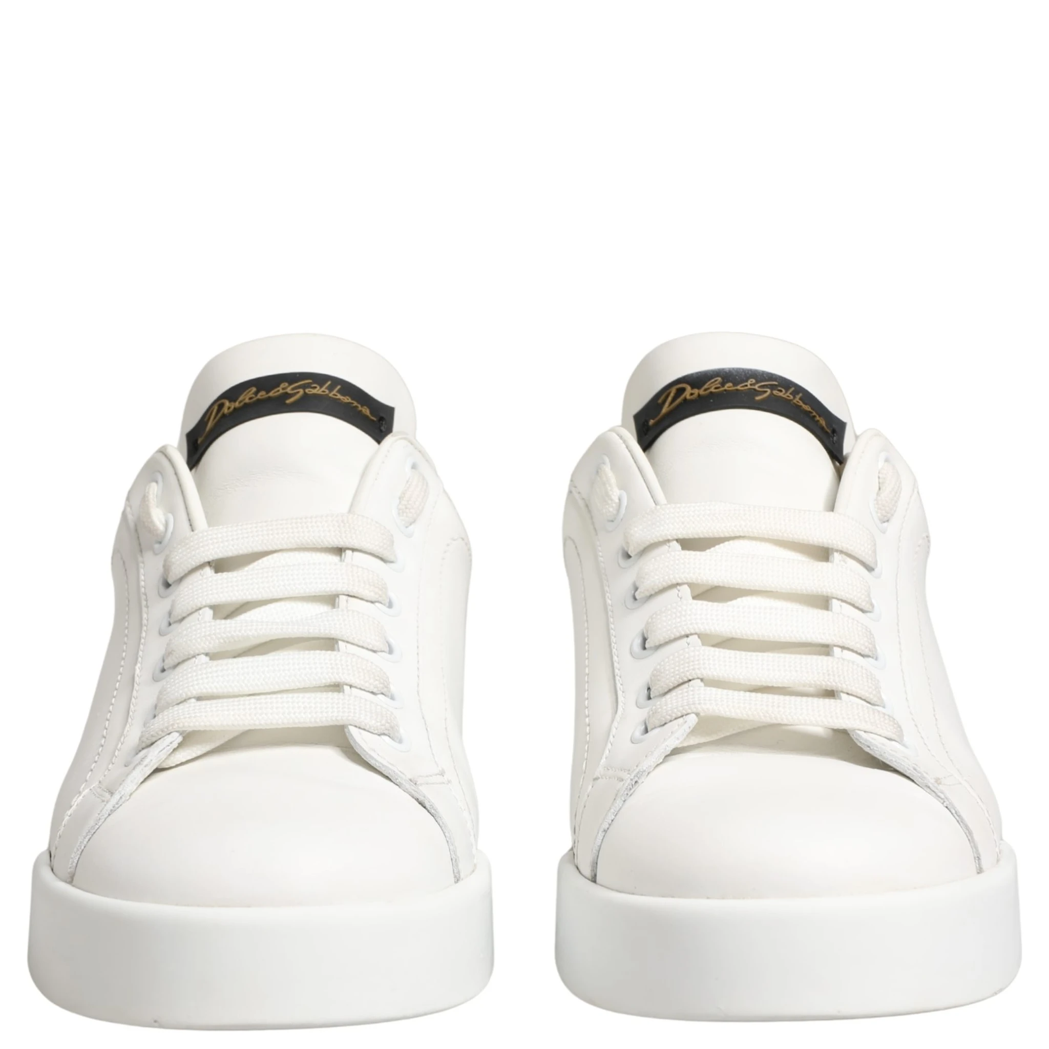 White Black Portofino Leather Sneakers Shoes