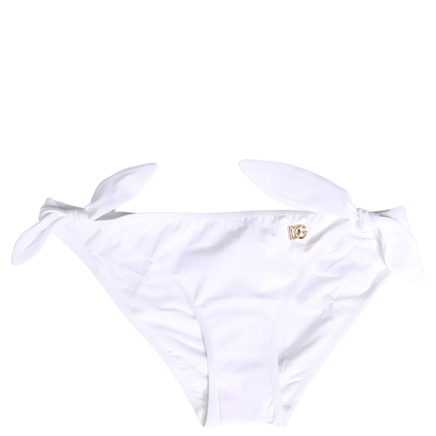 White Nylon DG Logo Plaque Bikini Bottom Swimwear