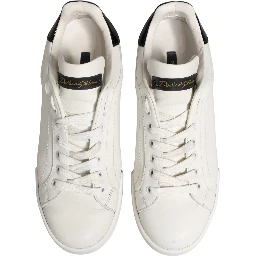 White Black Portofino Leather Sneakers Shoes
