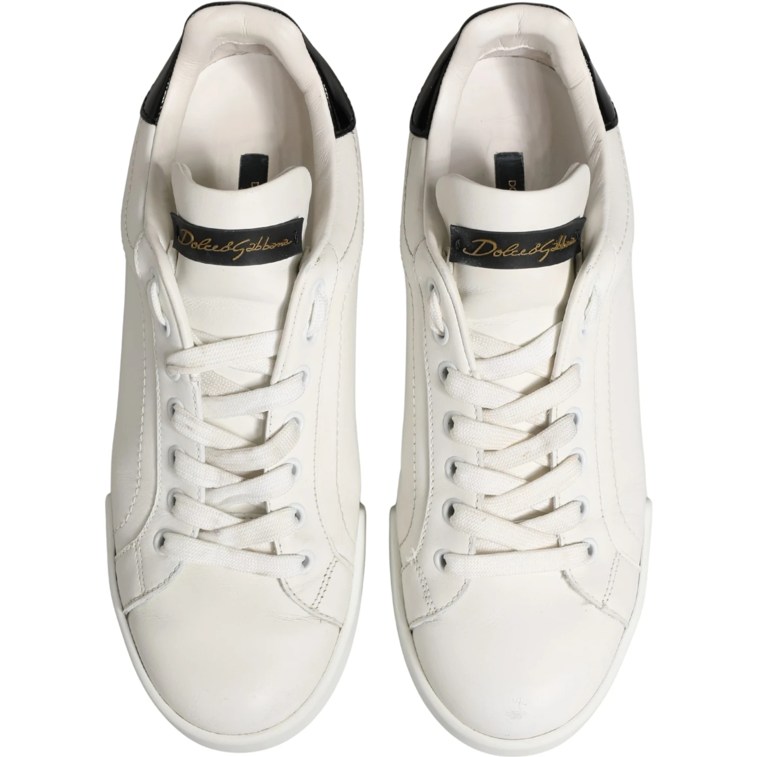 White Black Portofino Leather Sneakers Shoes