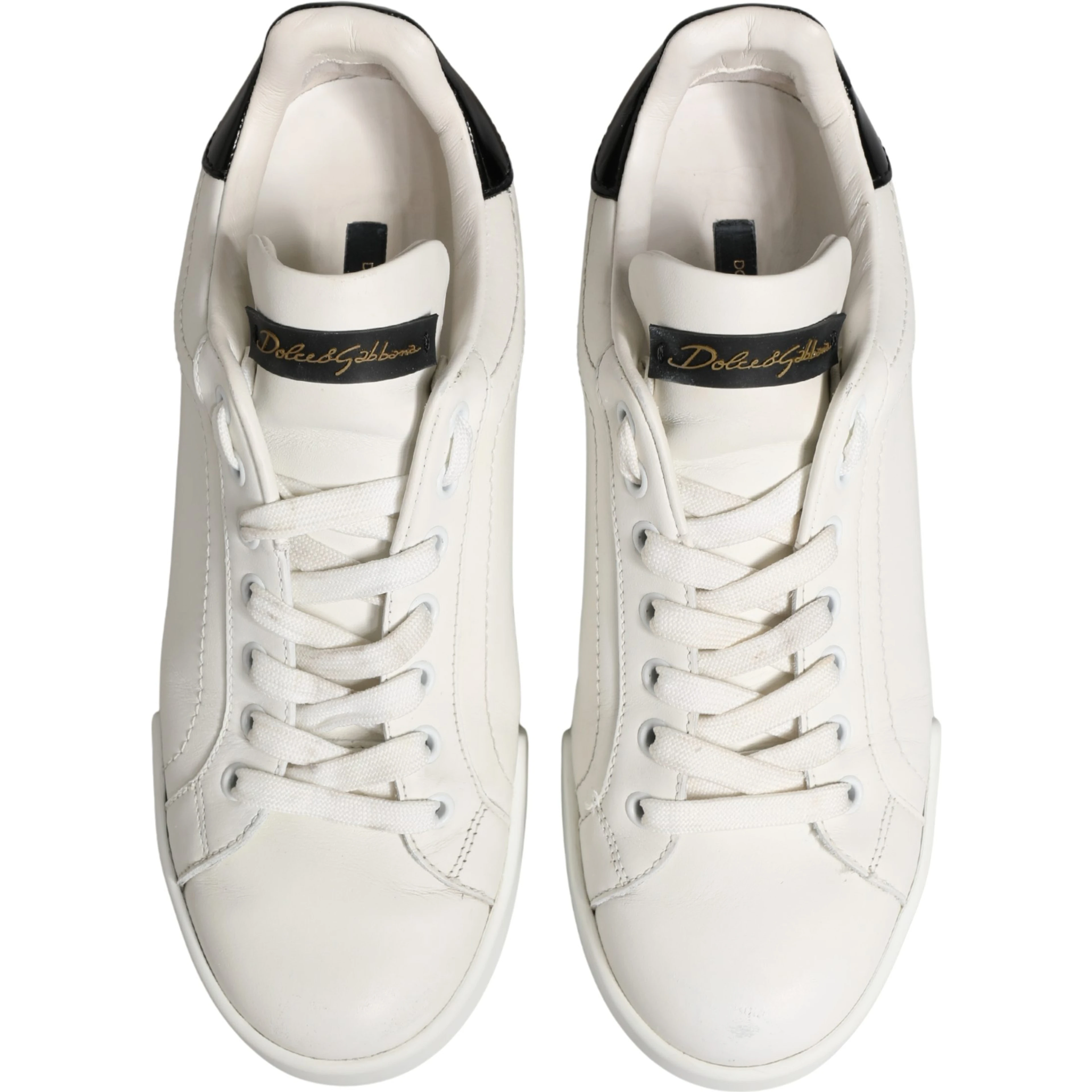 White Black Portofino Leather Sneakers Shoes