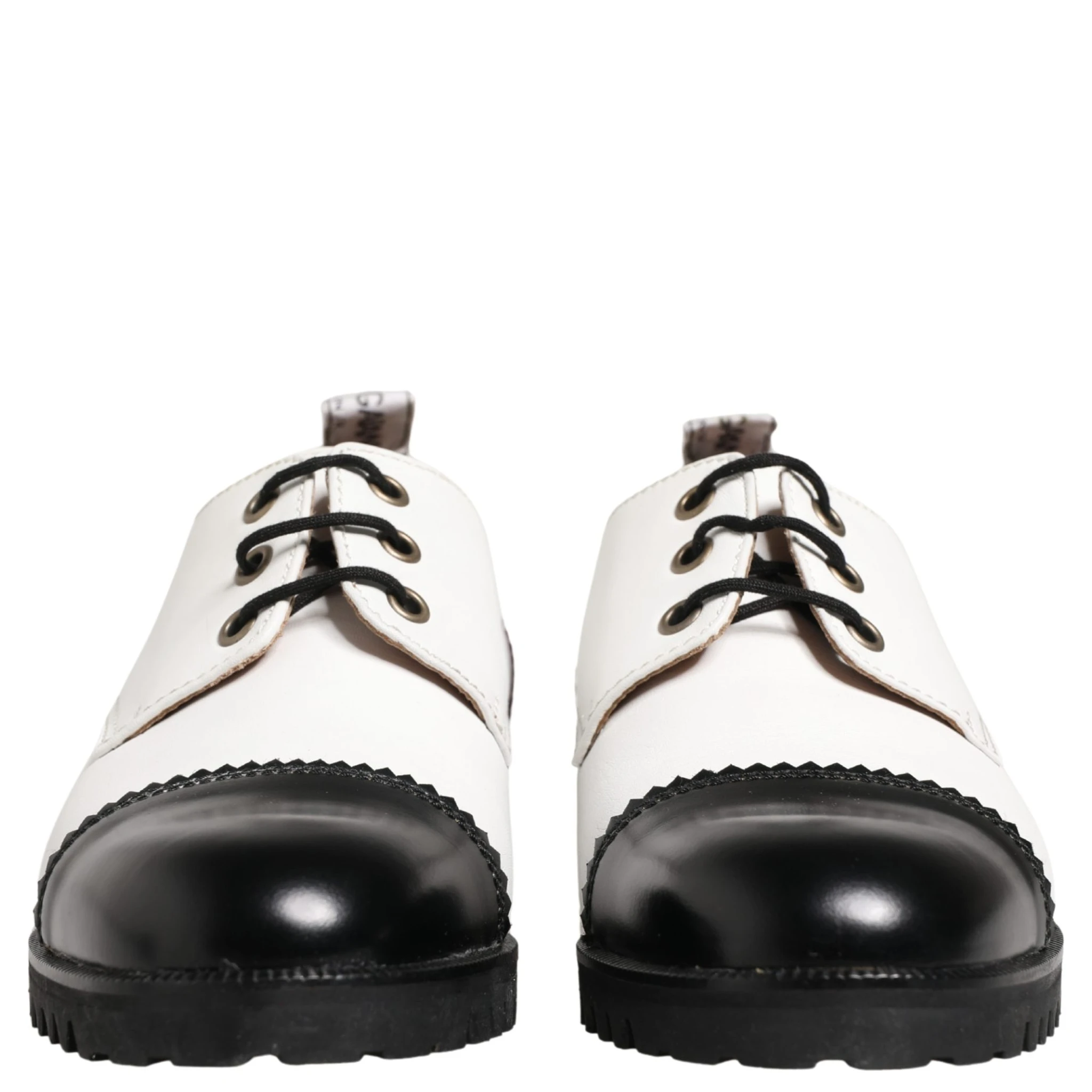 Black White Leather Derby Shoes