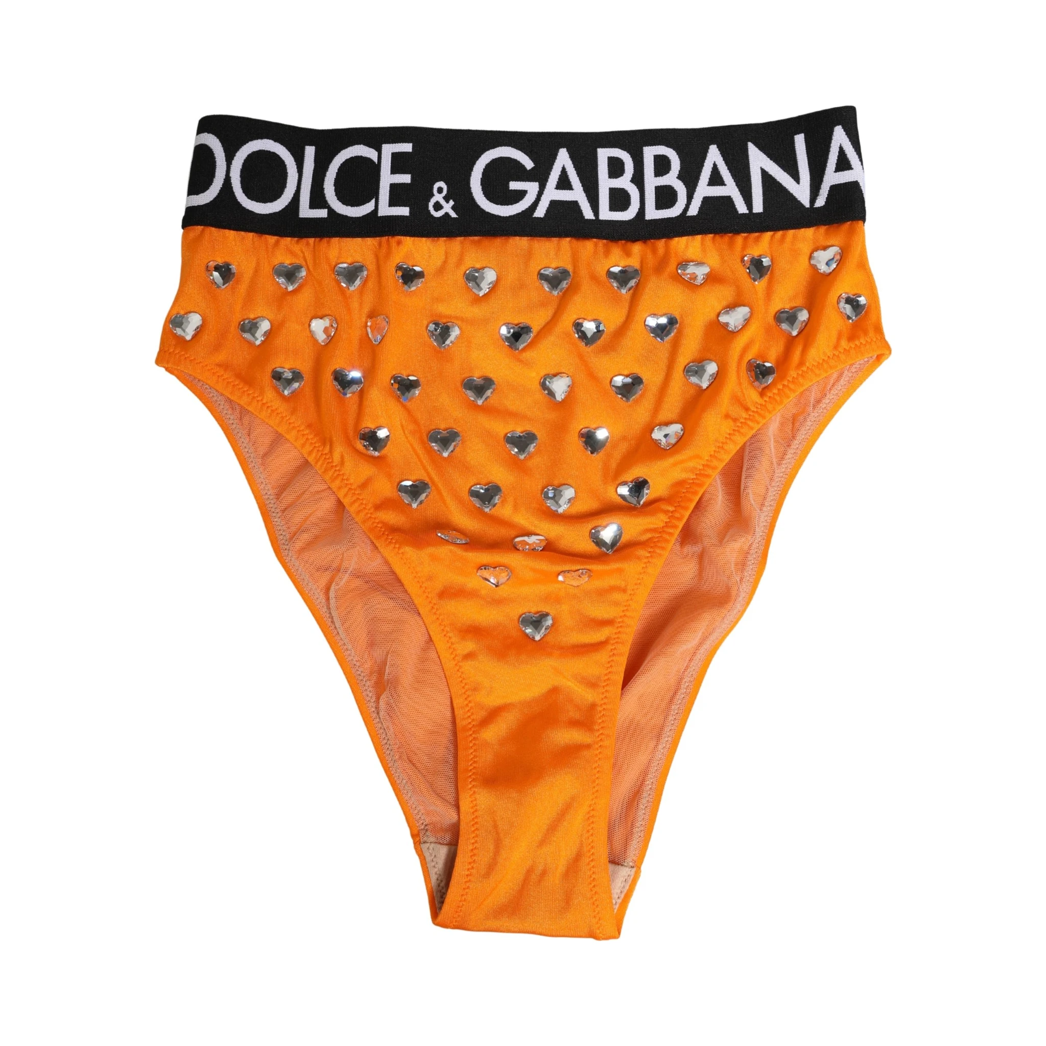 Orange Crystal High Waist Brief Panty Underwear