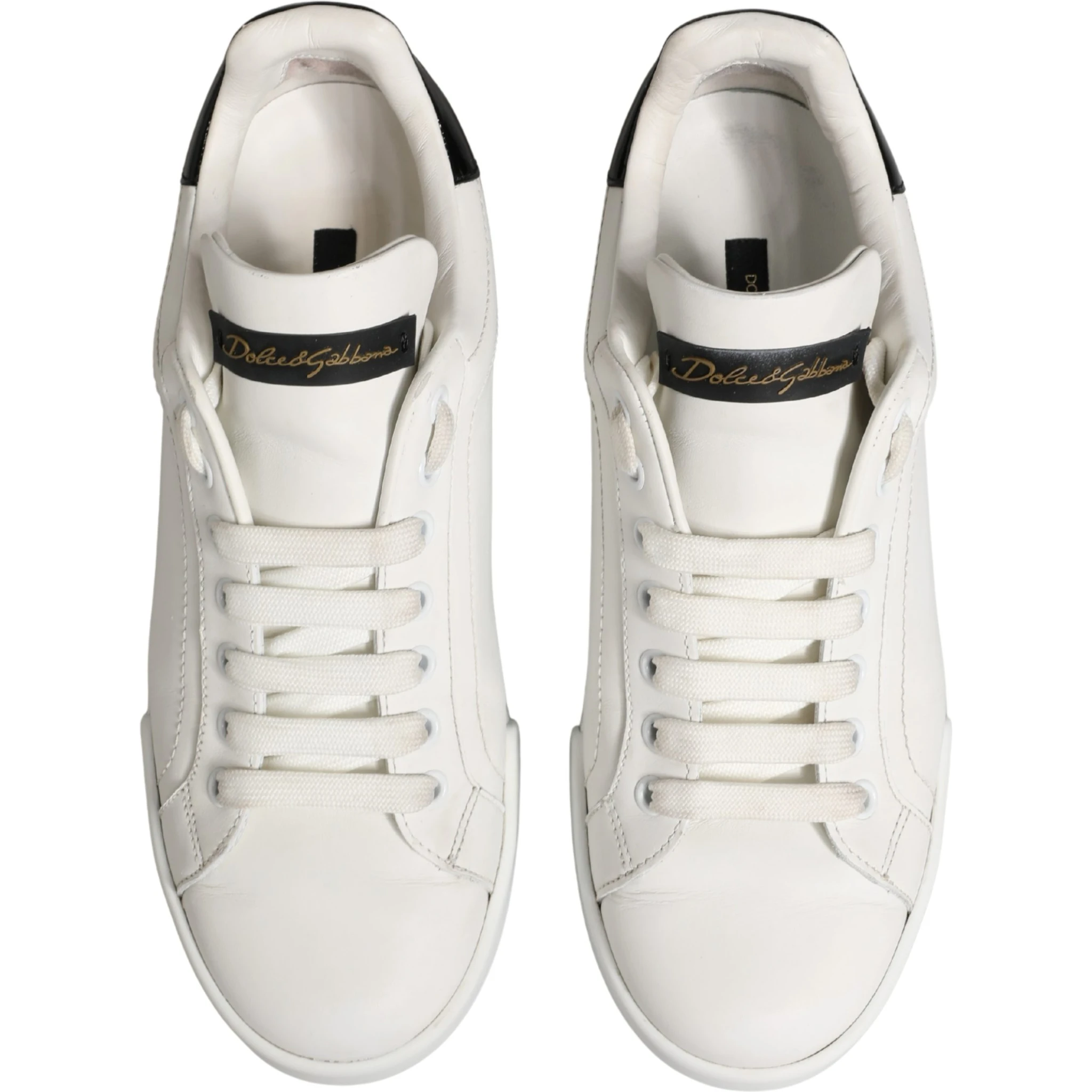 White Black Portofino Leather Sneakers Shoes