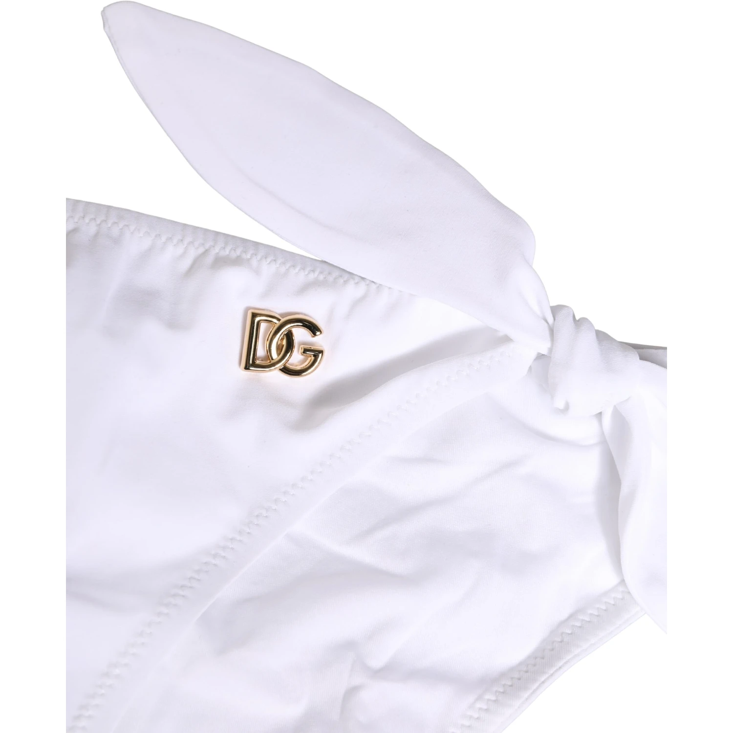 White Nylon DG Logo Plaque Bikini Bottom Swimwear