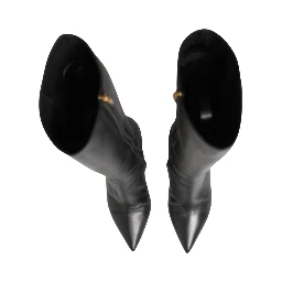 Black Leather Heels Knee High Boots Shoes