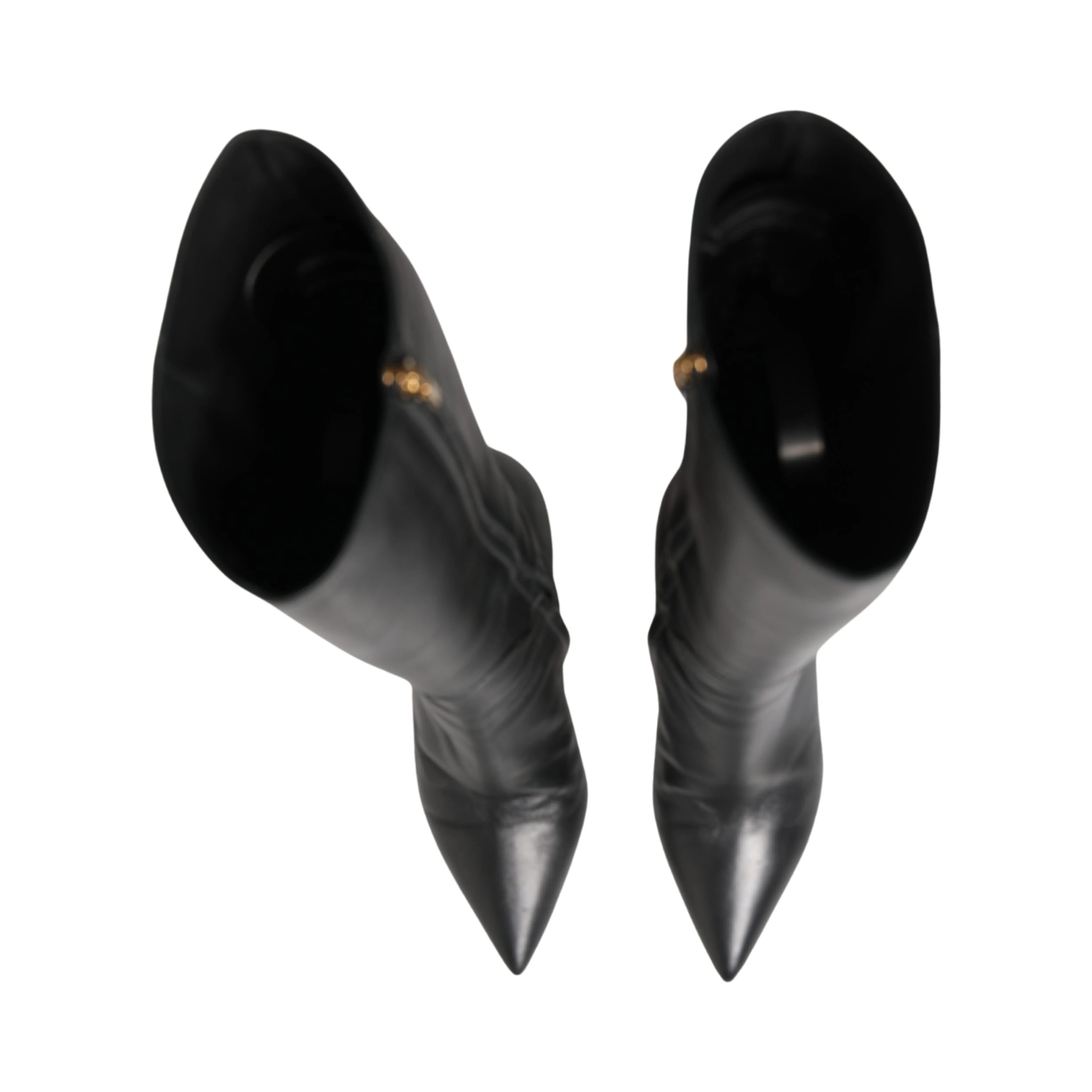 Black Leather Heels Knee High Boots Shoes