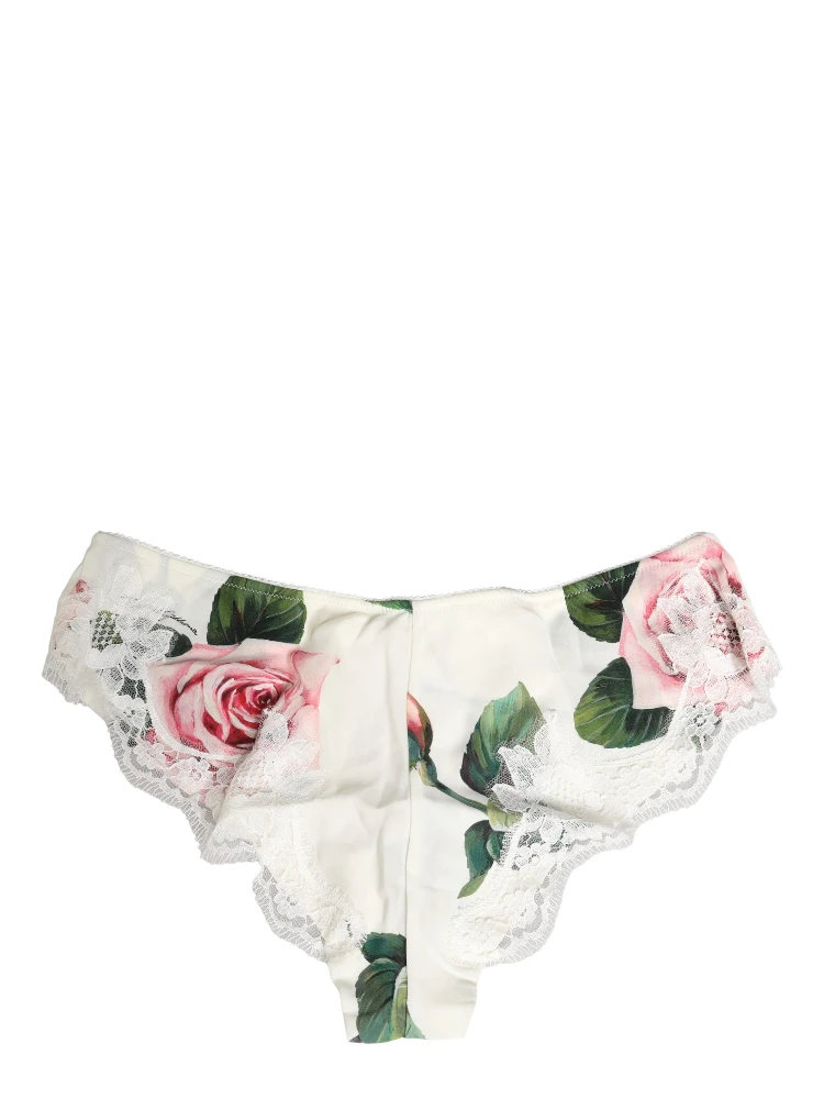White Silk Floral Lace Trim Panty Brief Underwear alternative