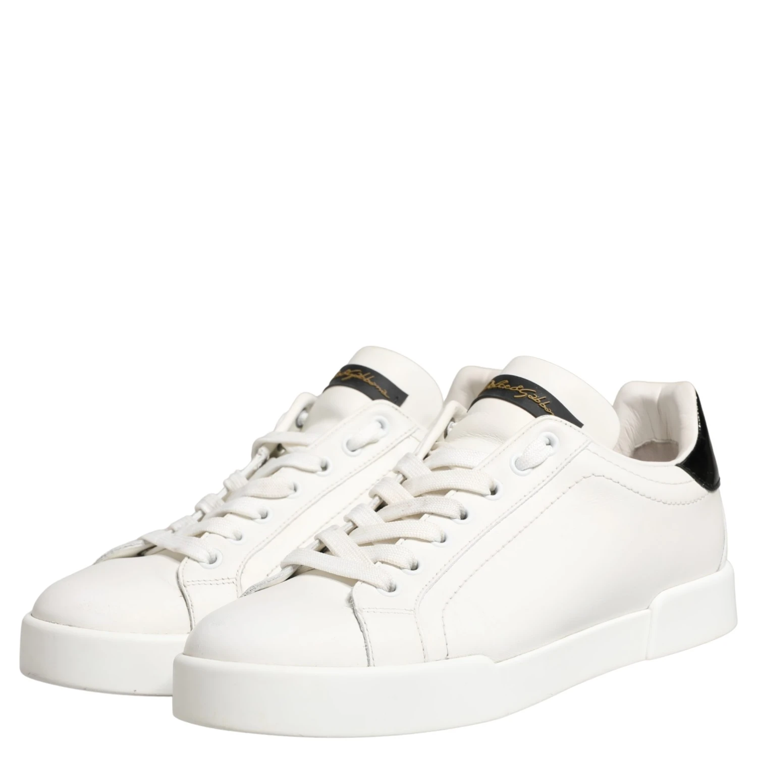 White Black Portofino Leather Sneakers Shoes