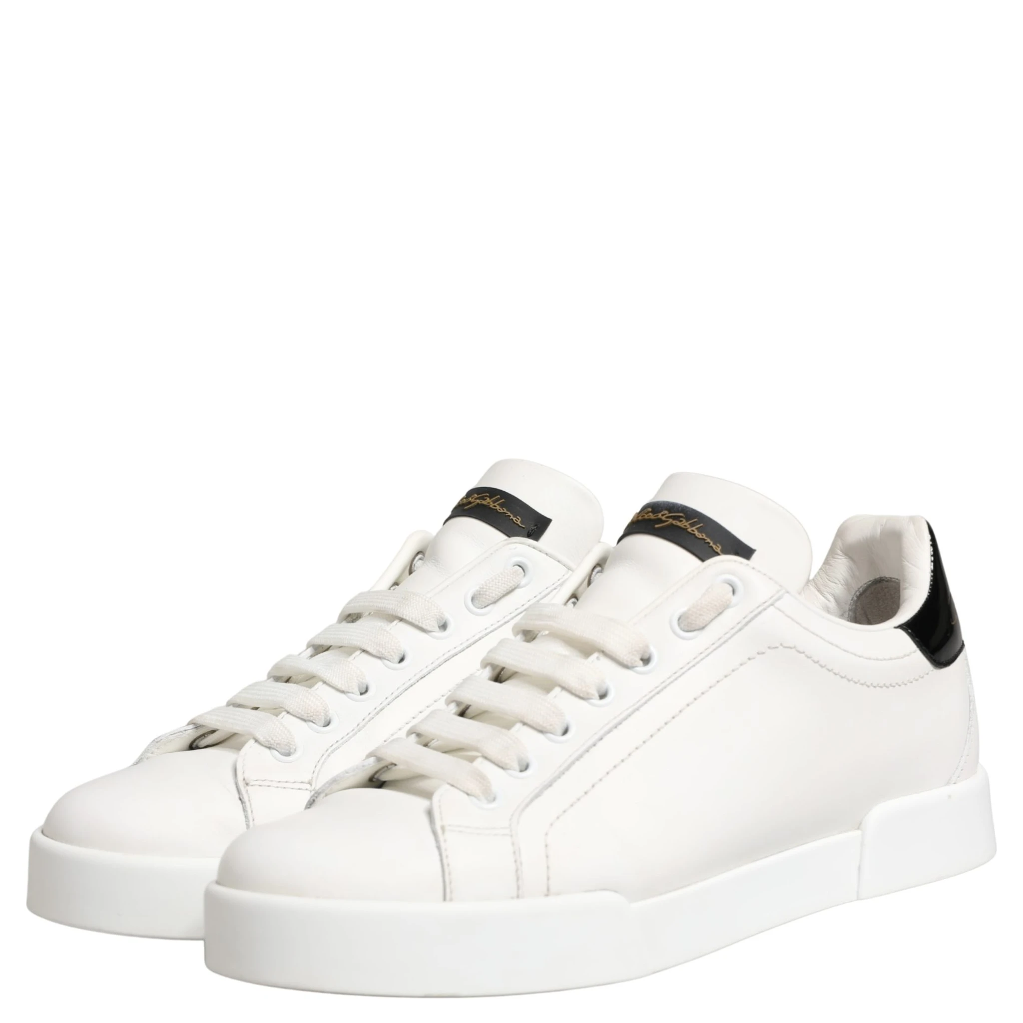 White Black Portofino Leather Sneakers Shoes
