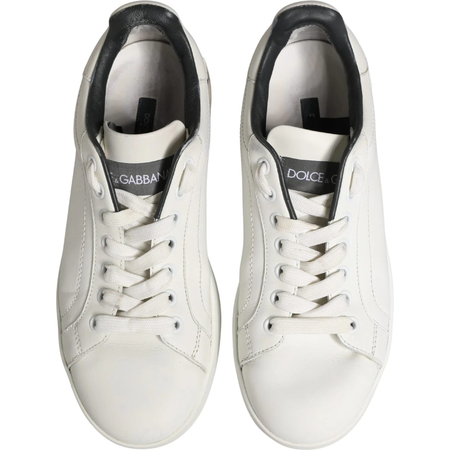 White Black Portofino Leather Sneakers Shoes