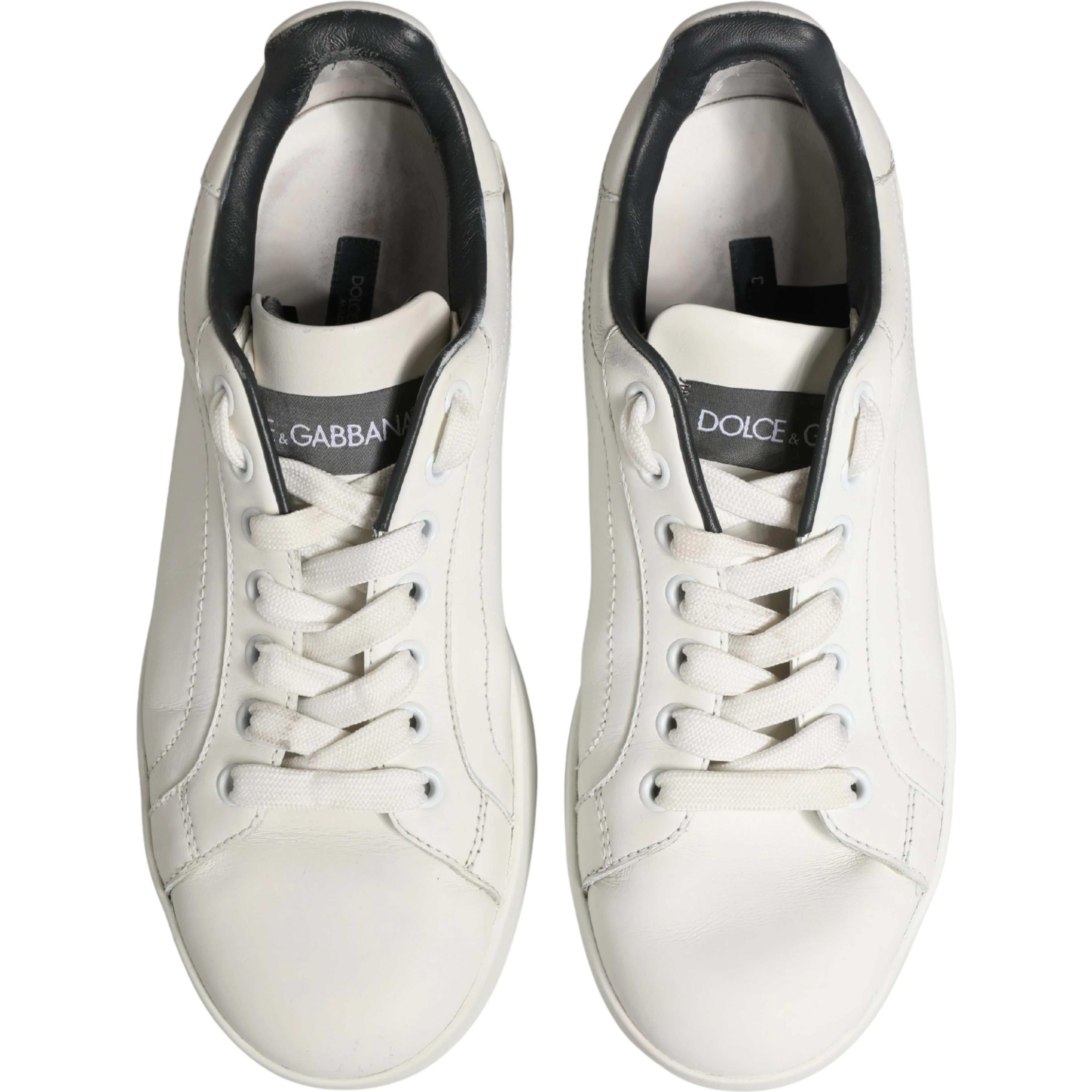 White Black Portofino Leather Sneakers Shoes