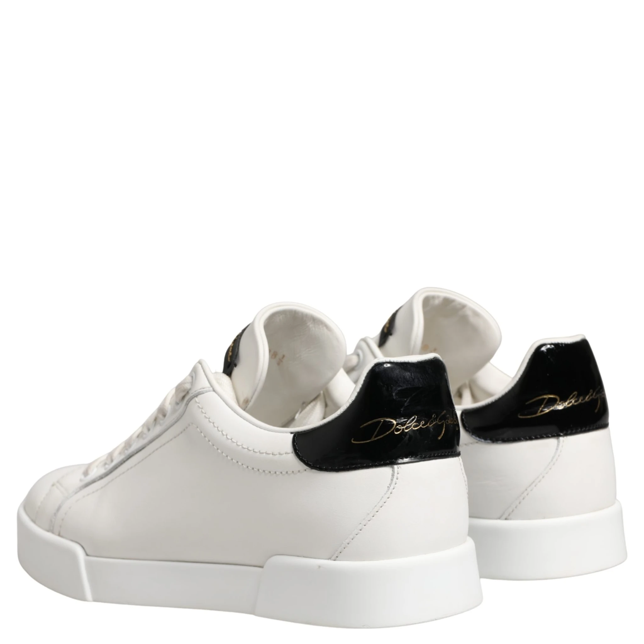 White Black Portofino Leather Sneakers Shoes