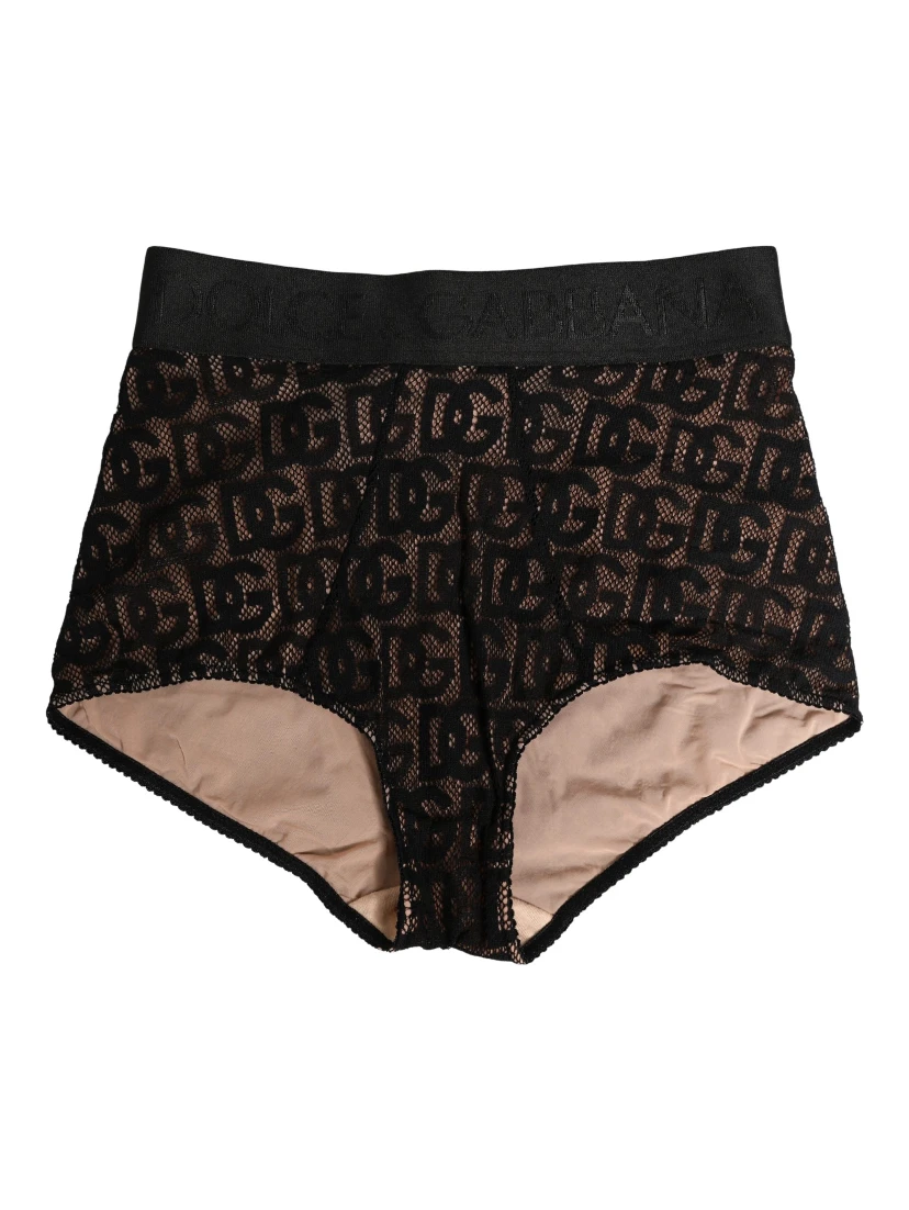 Black Cotton DG Logo High Waist Girdle Underwear